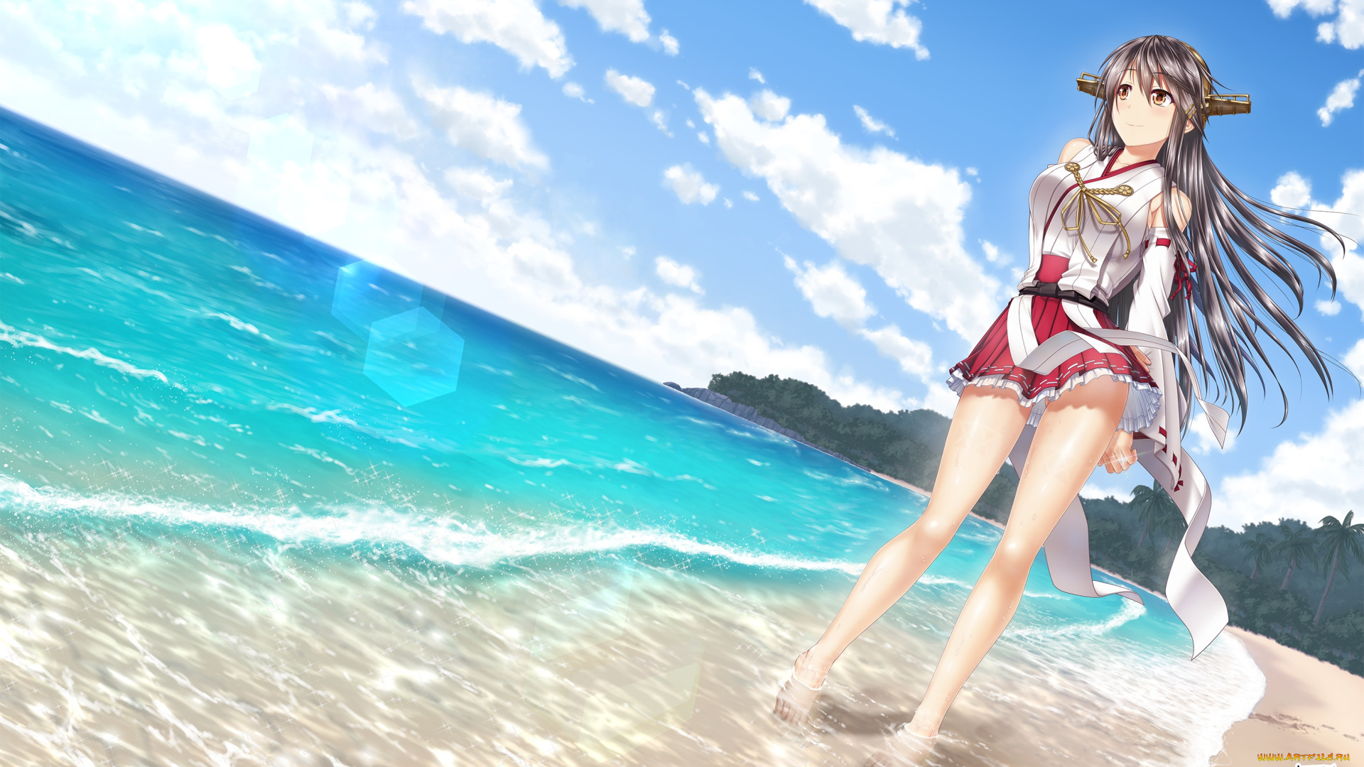 аниме, kantai, collection, фон, взгляд, девушка