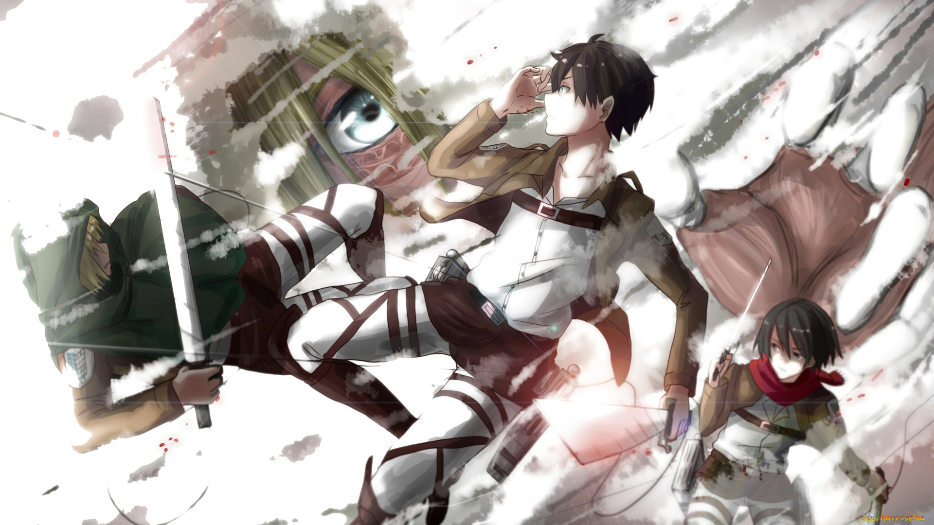 аниме, shingeki, no, kyojin, глаз, титан, эрен