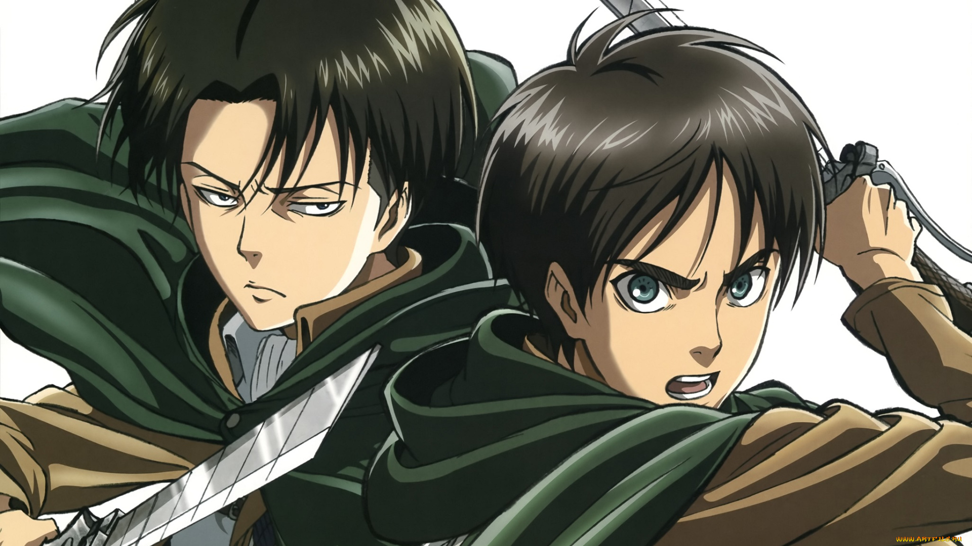 аниме, shingeki, no, kyojin, леви, эрен