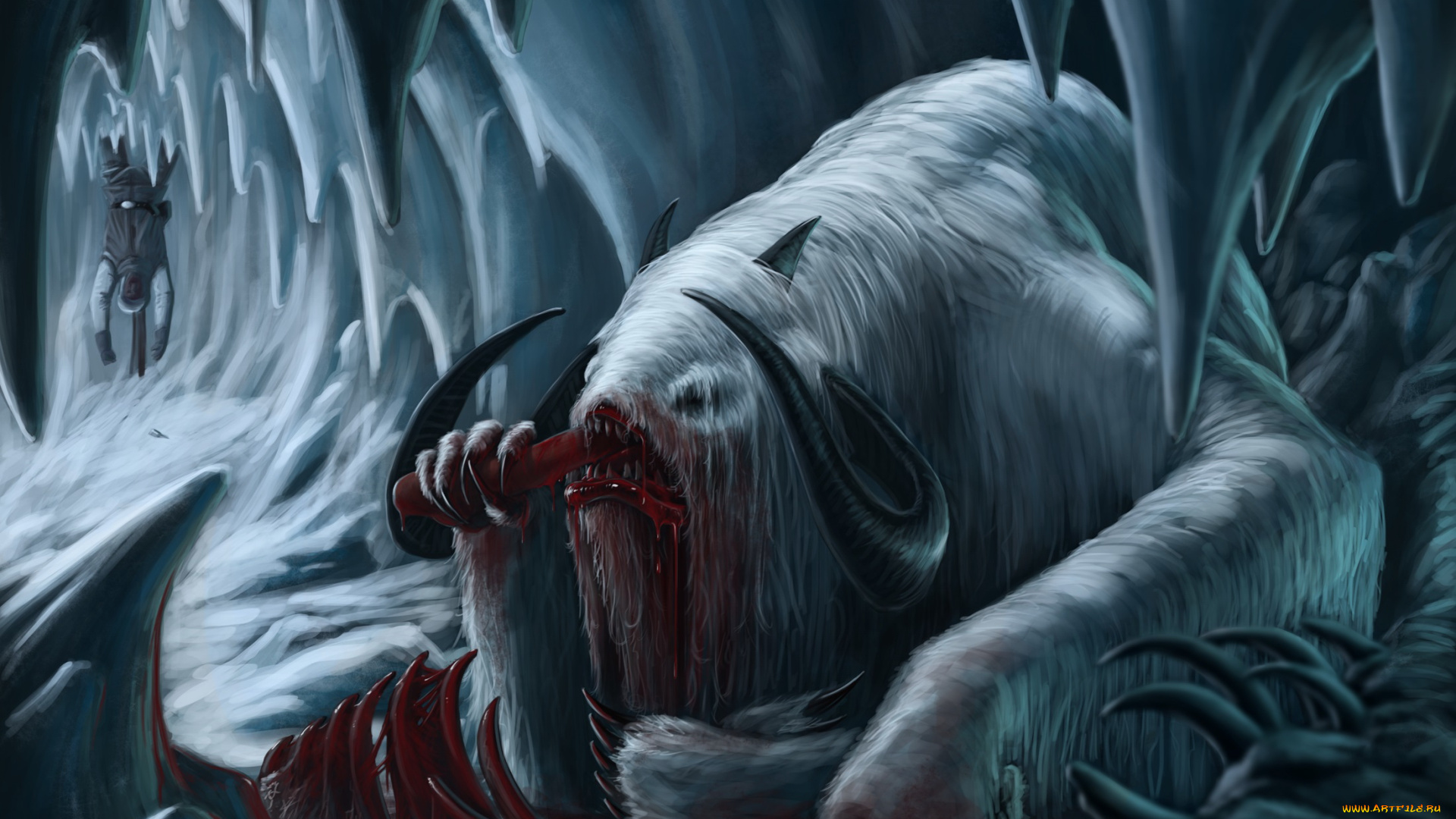 фэнтези, существа, монстр, чудовище, ледяная, пещера