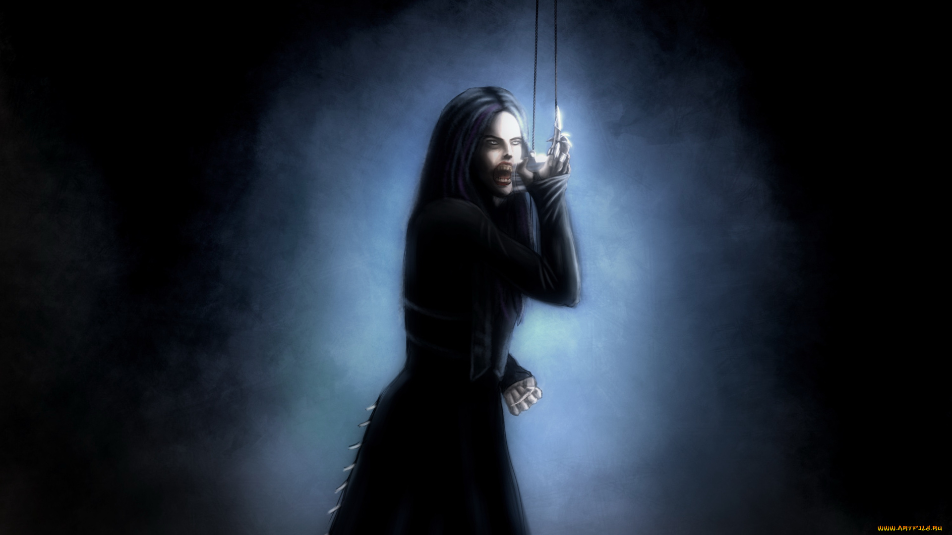 фэнтези, вампиры, женщина, оскал, вампир