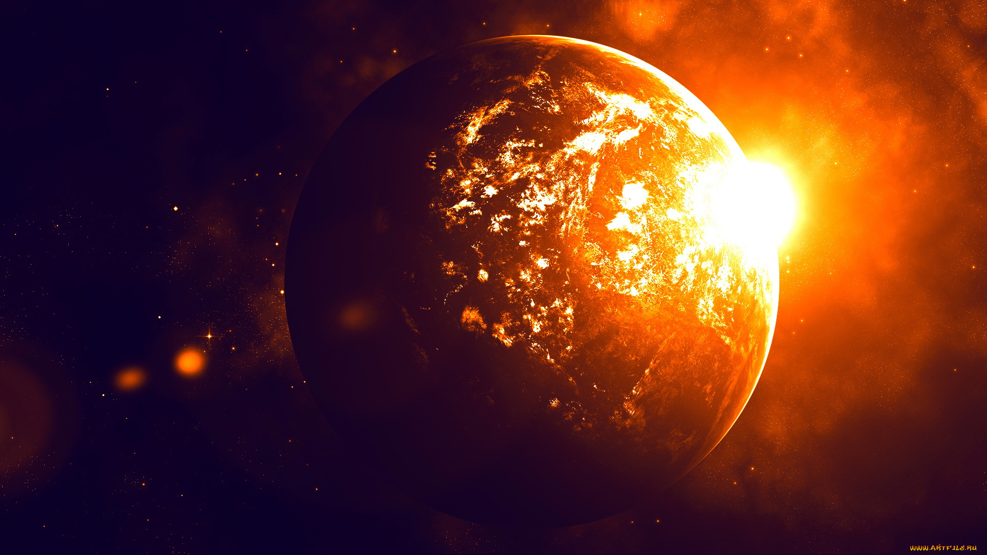 космос, арт, вселенная, взрыв, звезды, планеты, галактика