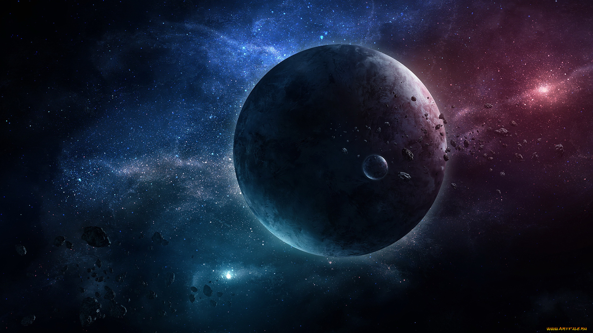 космос, арт, вселенная, звезды, галактика, планета