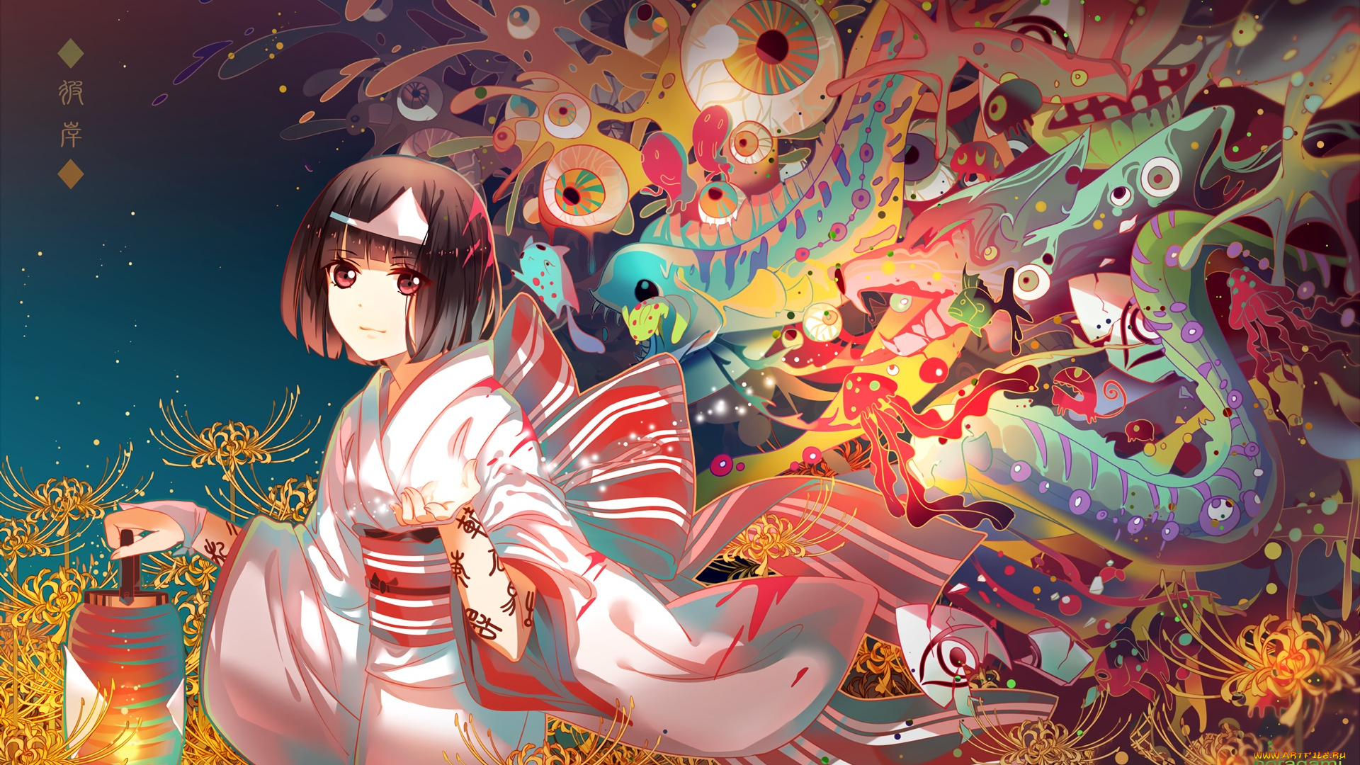 noragami, аниме, фон, взгляд, девушка