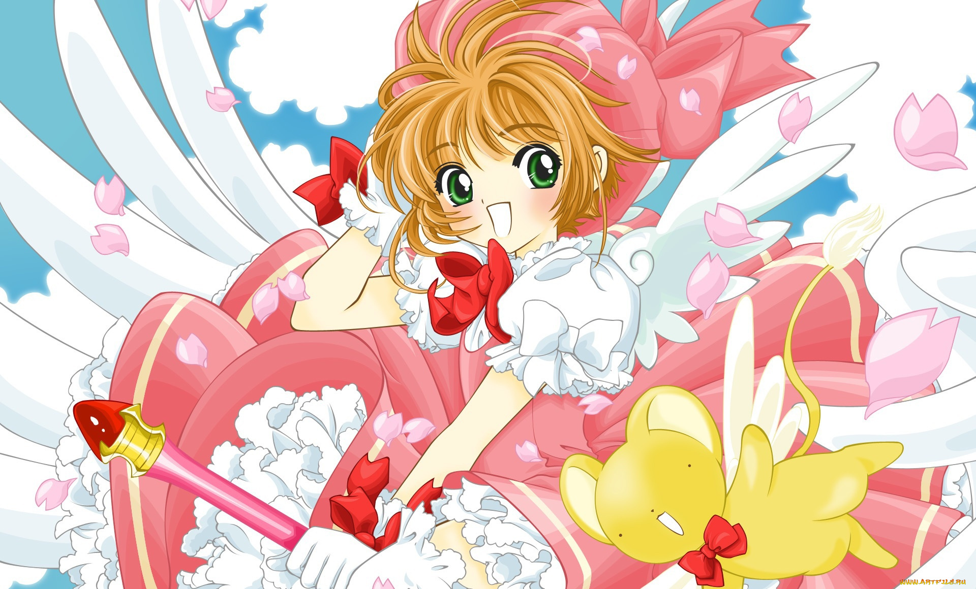 аниме, card, captor, sakura, фон, взгляд, девушка