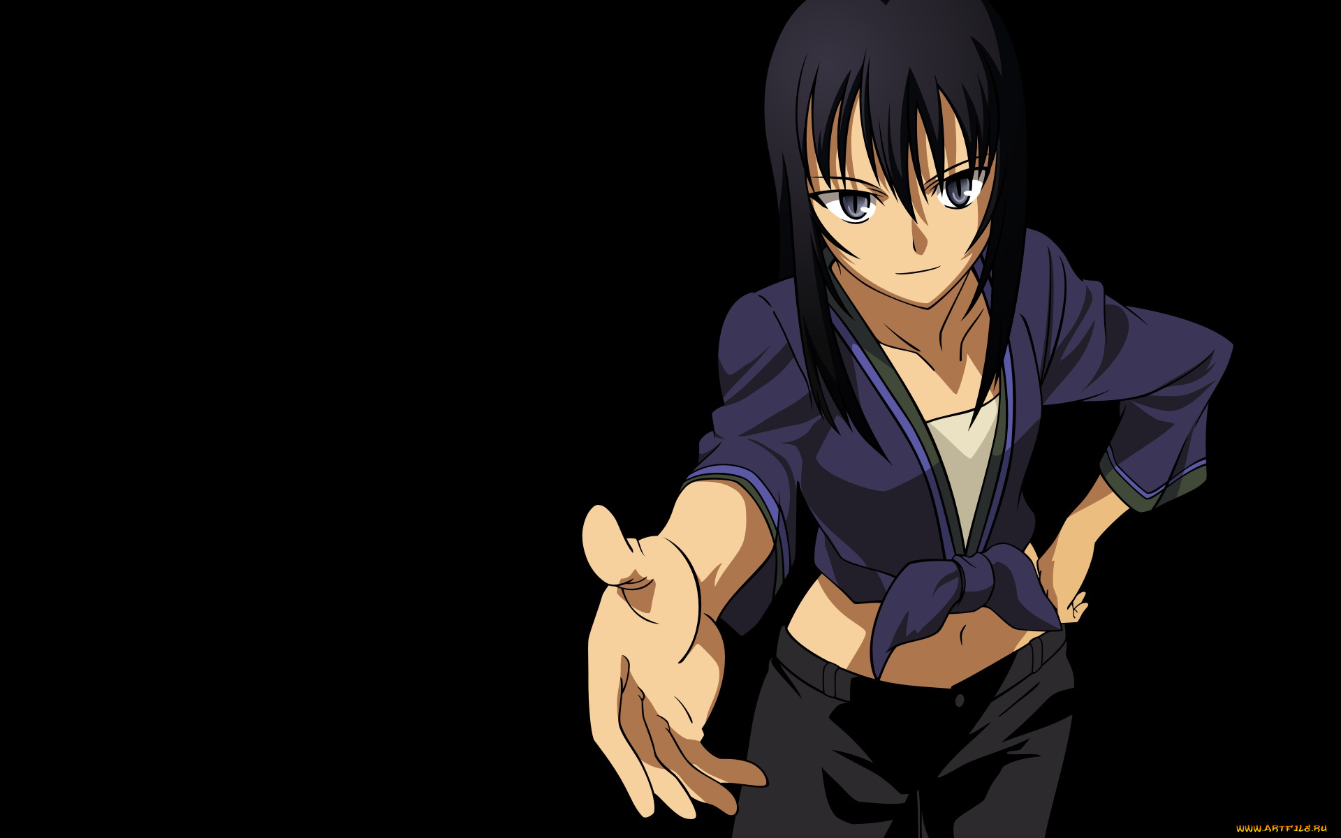 аниме, canaan, фон, взгляд, девушка