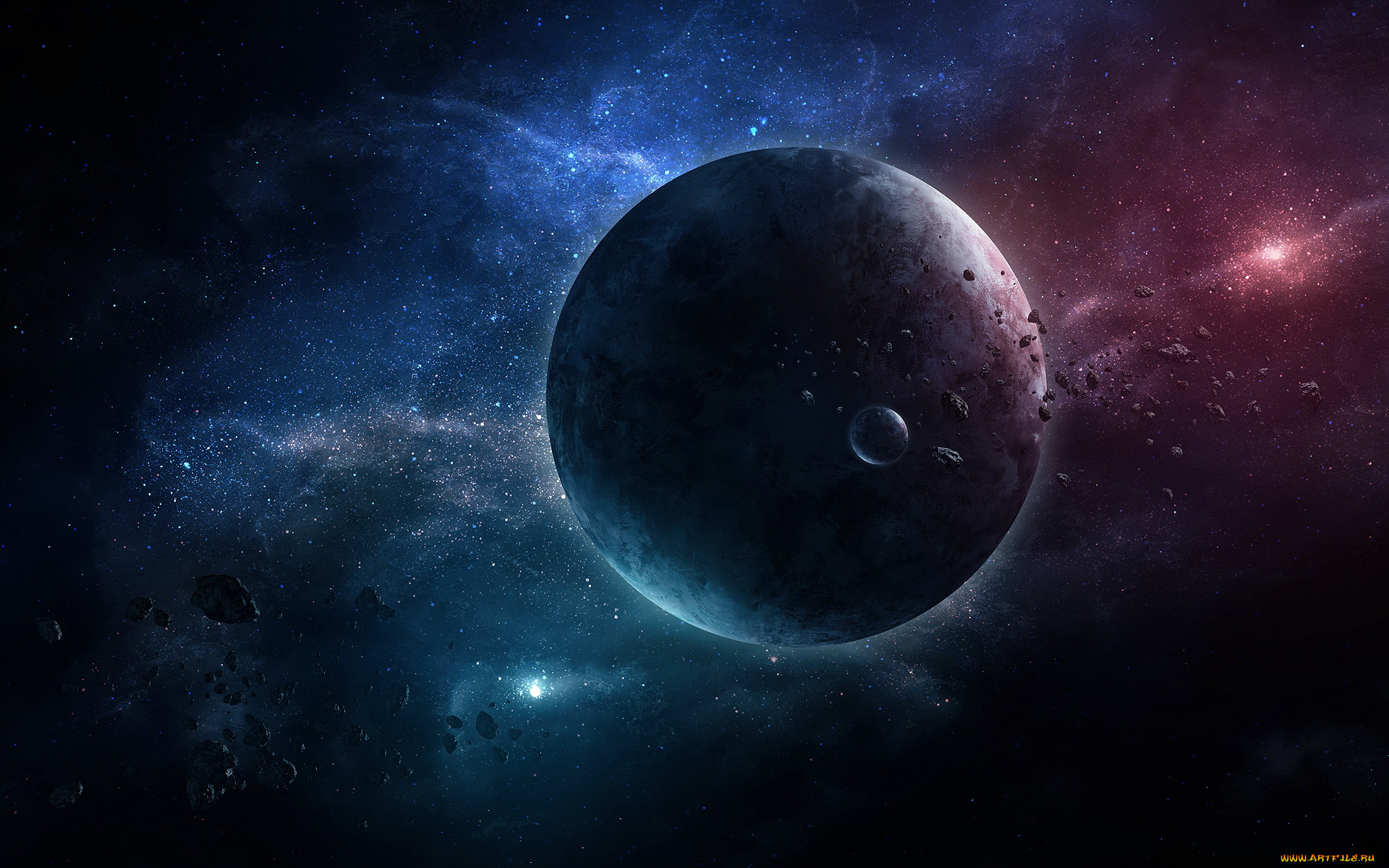 космос, арт, вселенная, звезды, галактика, планета