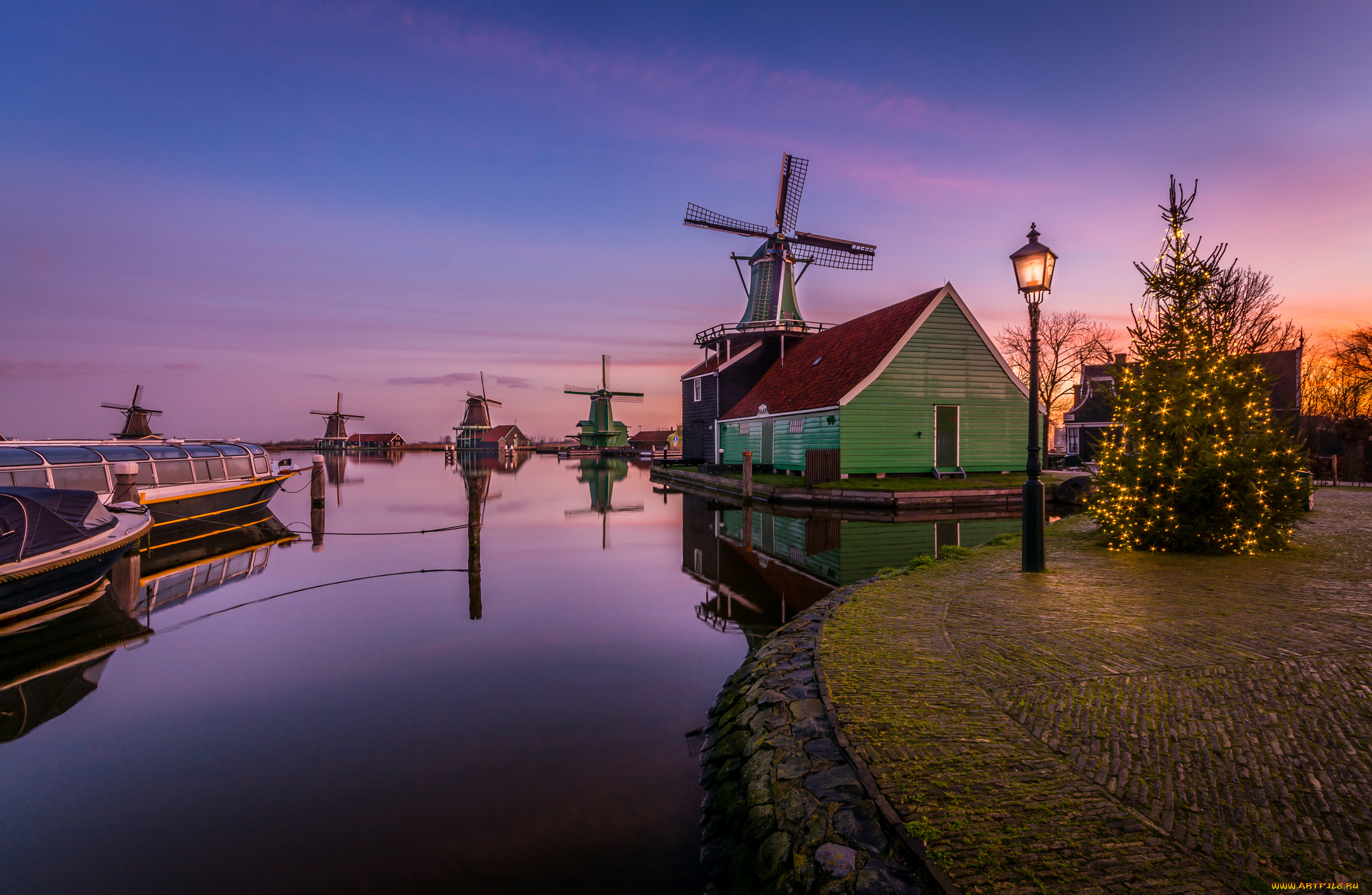 города, -, пейзажи, поселок, мельницы