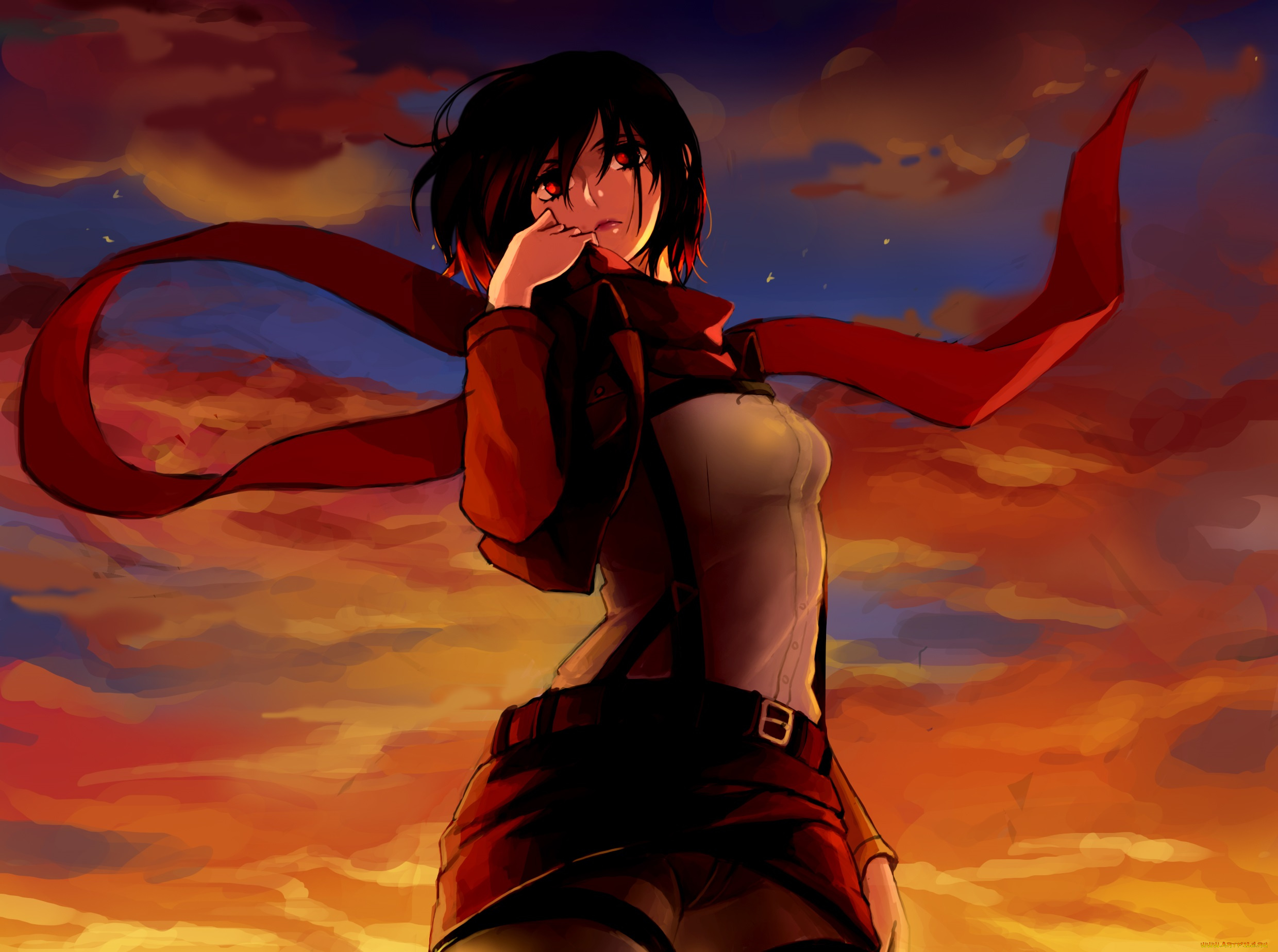 аниме, shingeki, no, kyojin, микаса