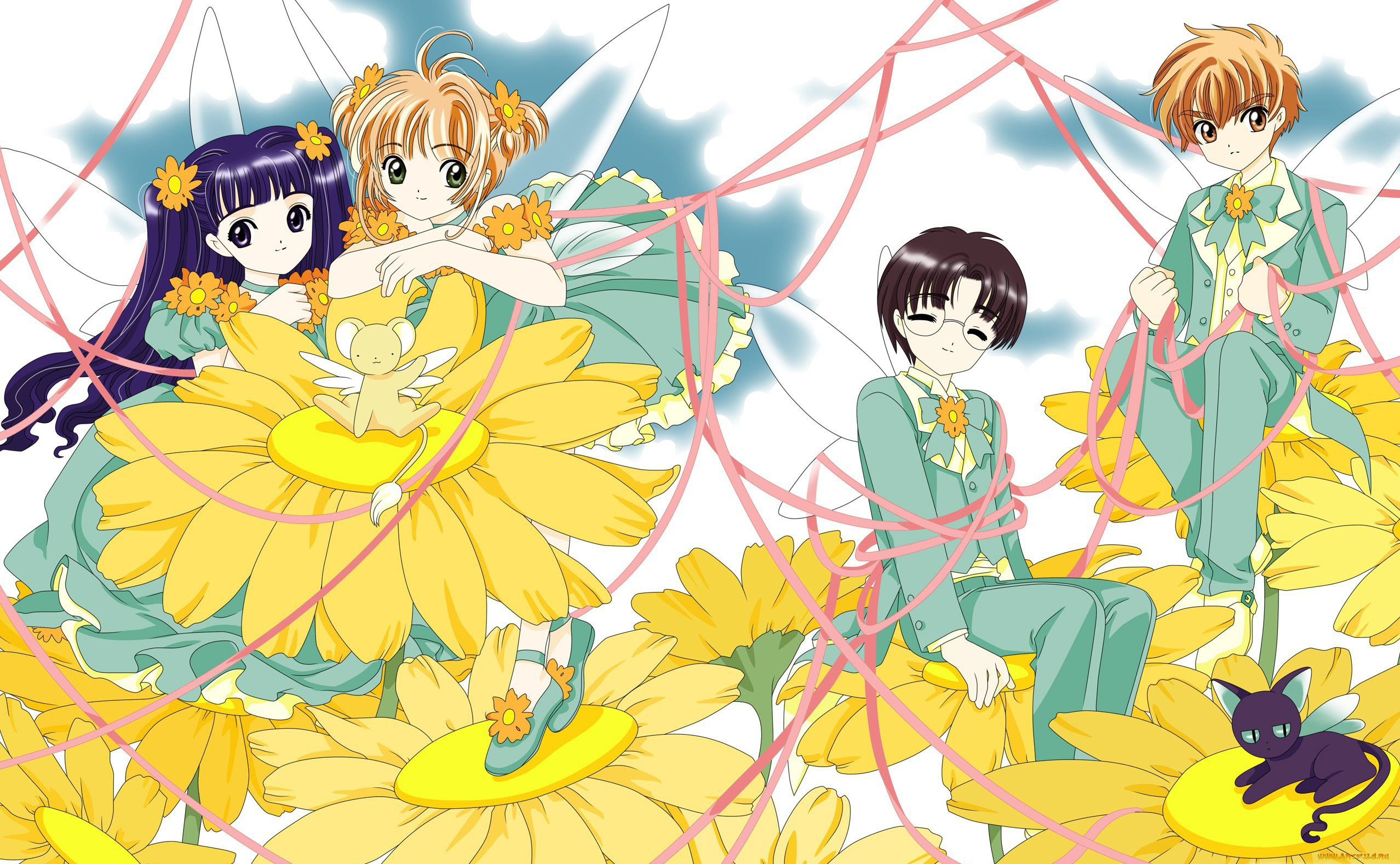аниме, card, captor, sakura, взгляд, фон, девушки