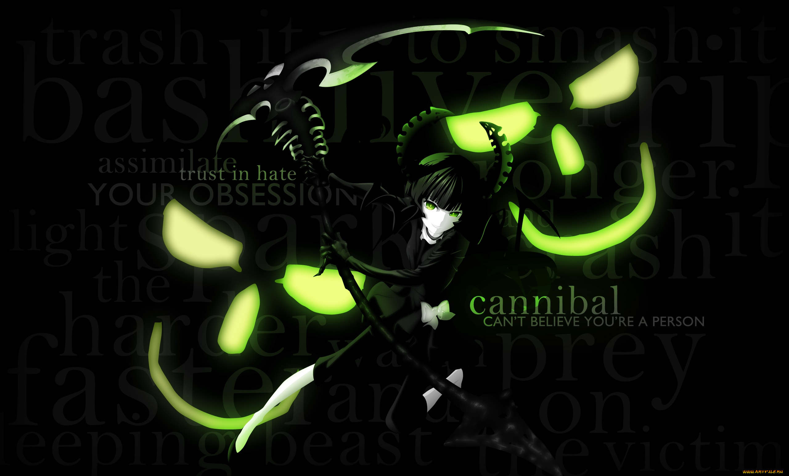 black, rock, shooter, аниме, фон, взгляд, девушка