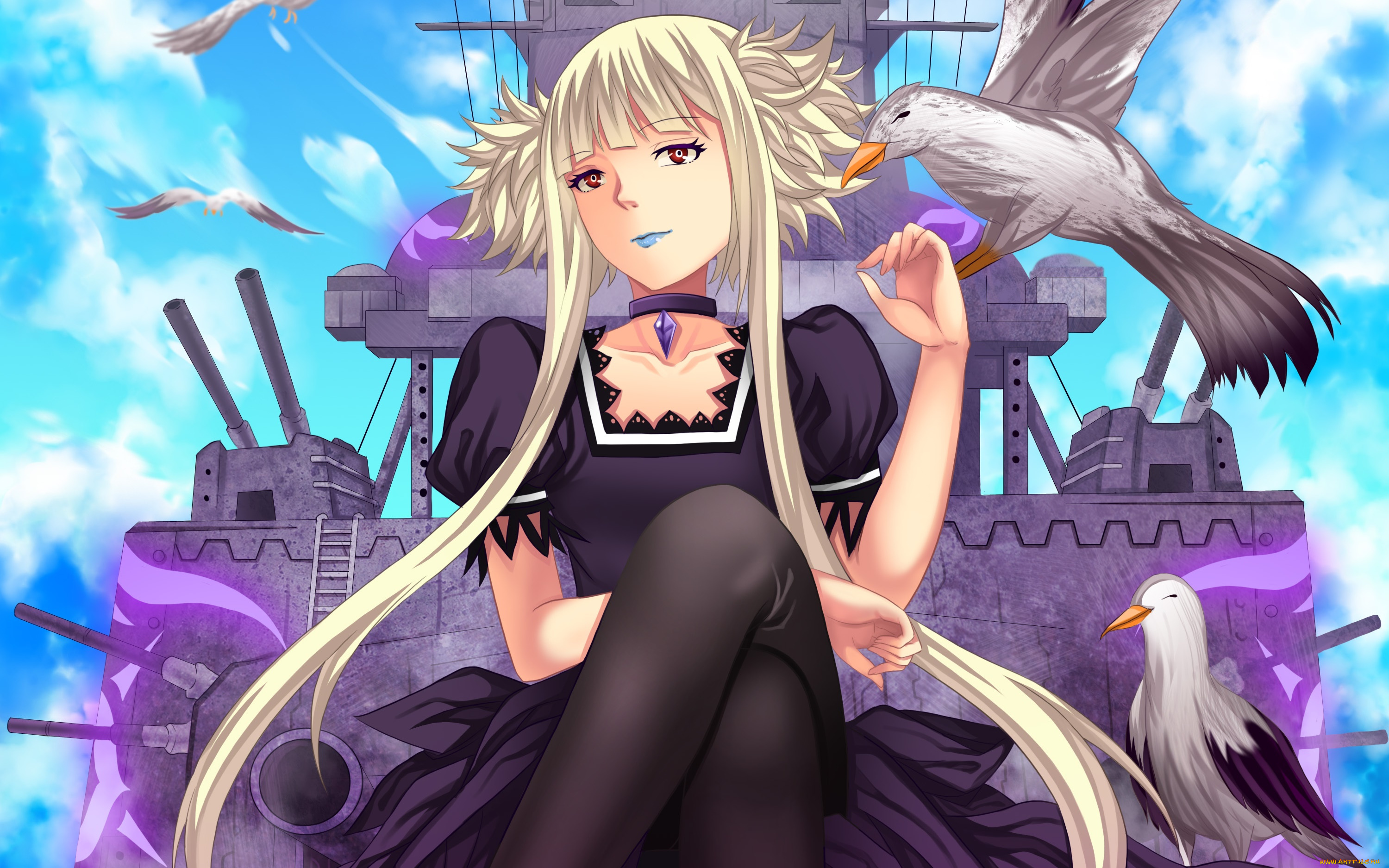 аниме, aoki, hagane, no, arpeggio, девушка, взгляд, фон