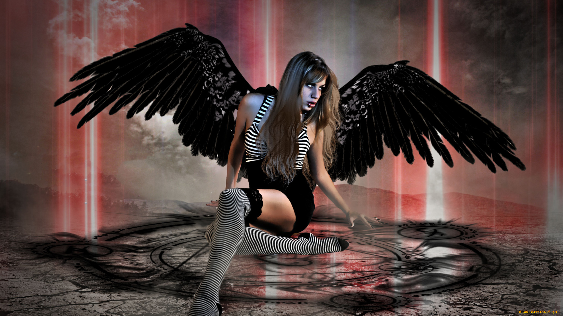 фэнтези, ангелы, девушка, фон, крылья, пиктограмма