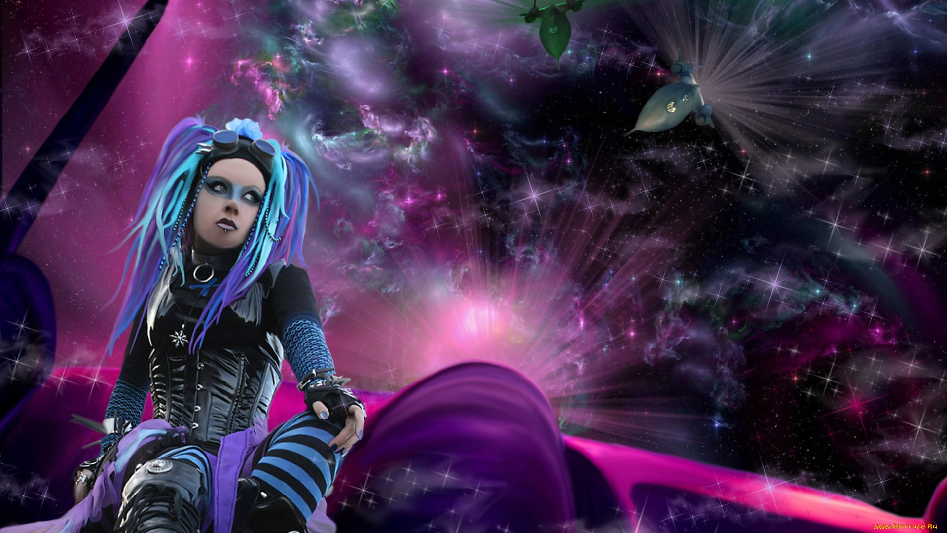 фэнтези, девушки, фон, униформа, пирсинг, девушка