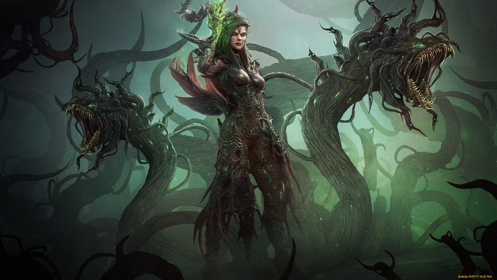 фэнтези, существа, женщина, фантазия, тьма, чудовище, маг, монстр