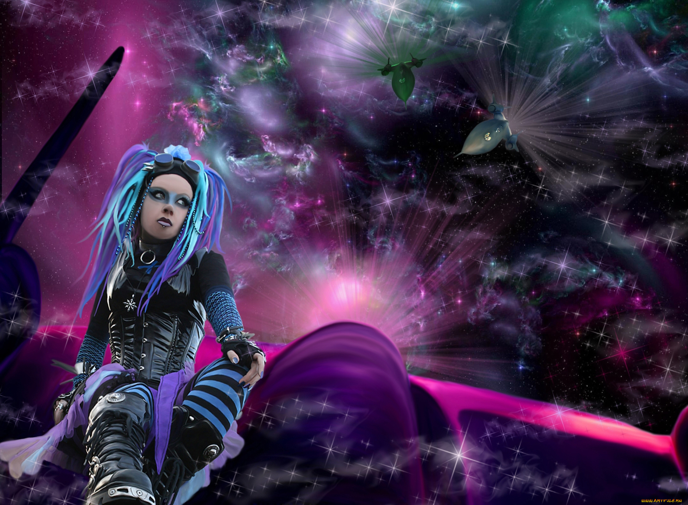 фэнтези, девушки, фон, униформа, пирсинг, девушка