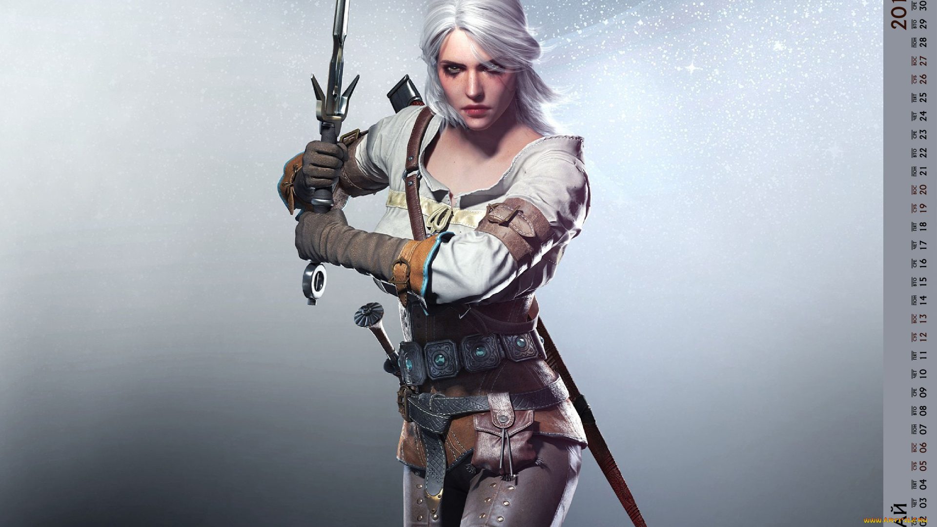 календари, фэнтези, девушка, взгляд, оружие