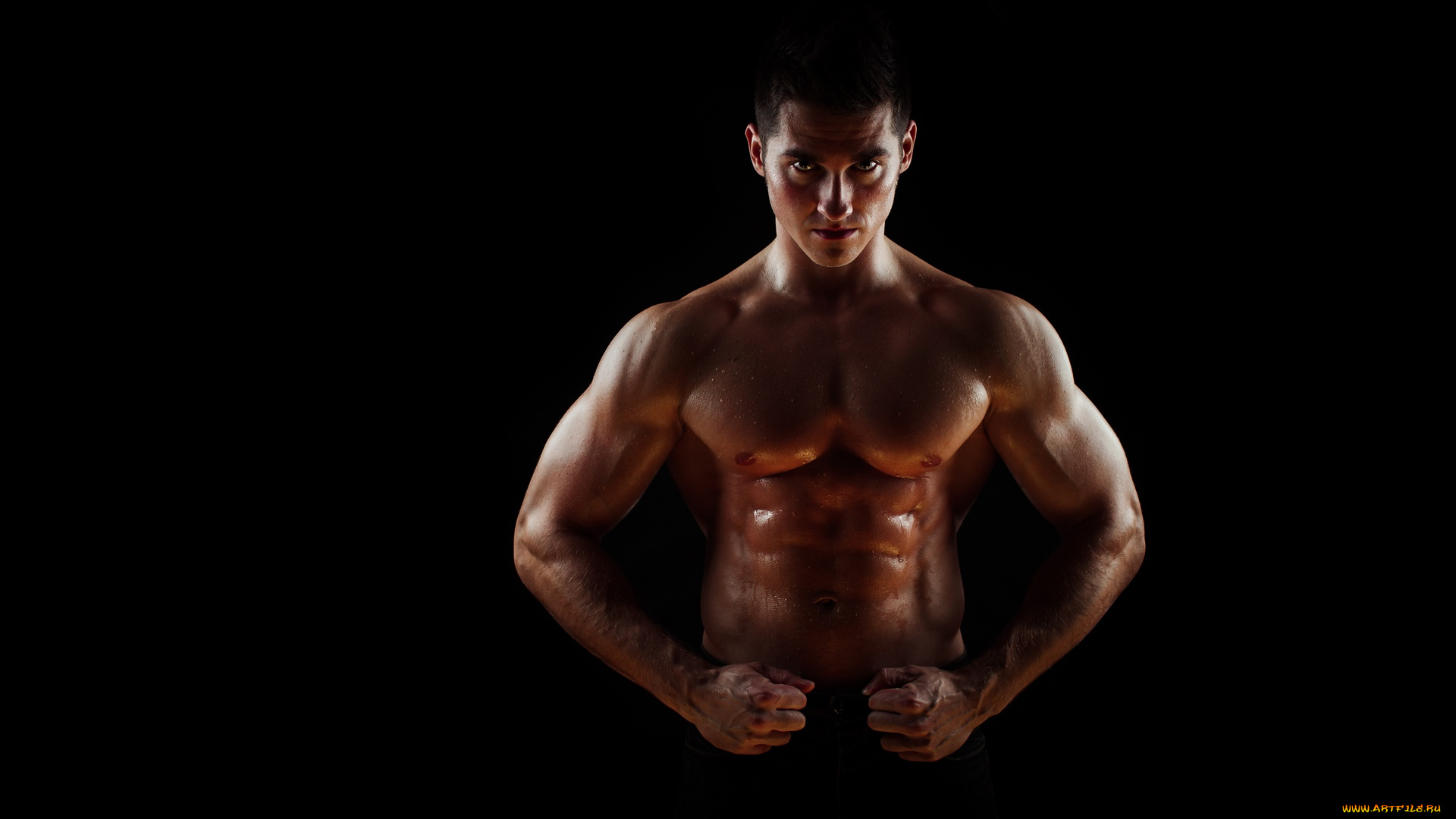 мужчины, -, unsort, pose, sweat, abdominals, bodybuilder, penetrating, gaze, muscular, wide, pectorals