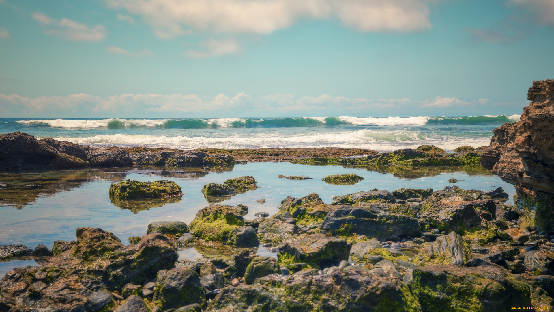 природа, побережье, простор