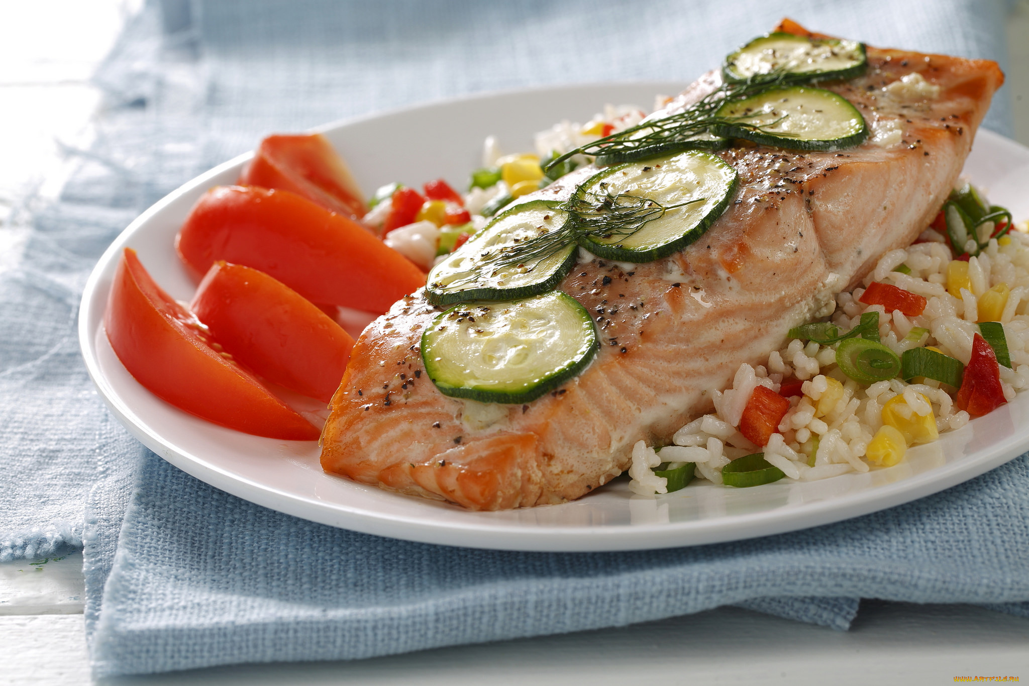 еда, рыбные, блюда, , с, морепродуктами, снедь, томаты, помидоры