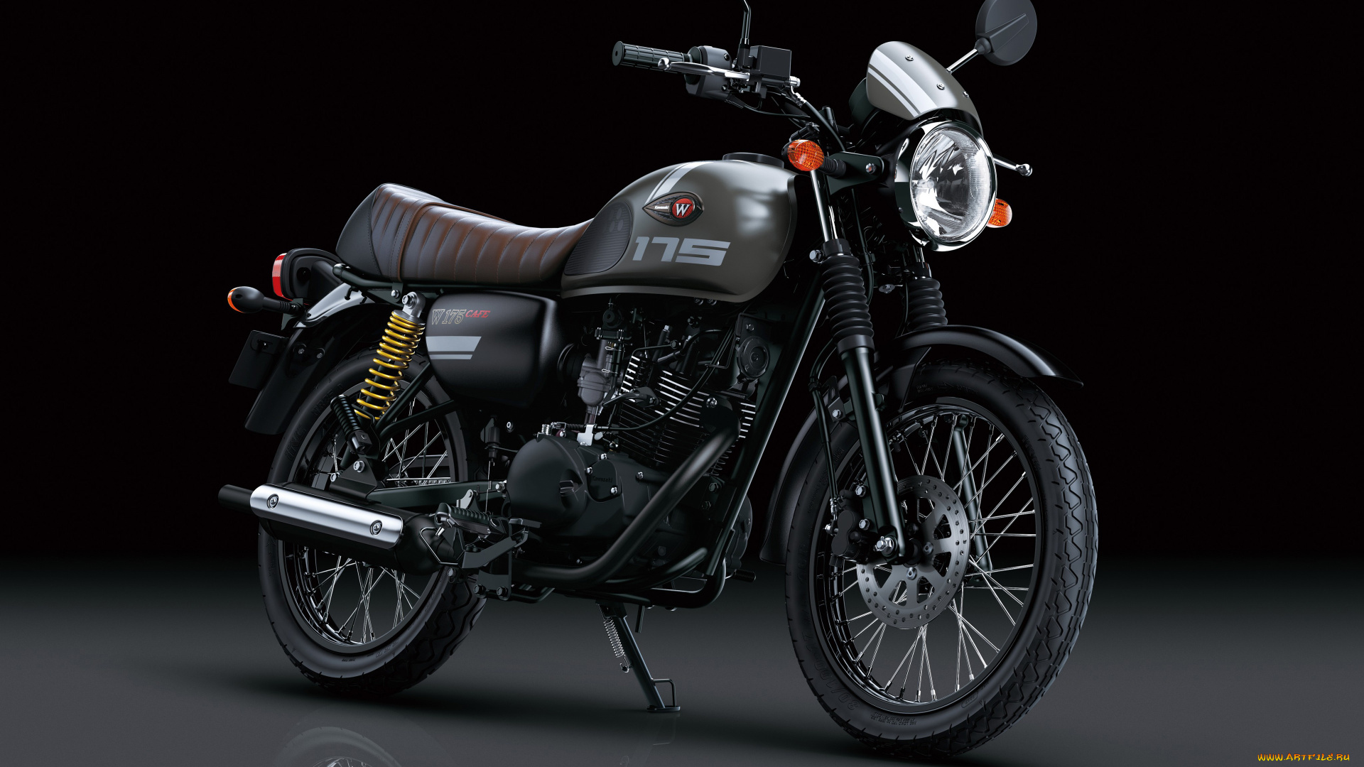 2020, kawasaki, w175, cafe, мотоциклы, kawasaki, w175, cafe, 4k, студия, 2020, года, супербайк, японские