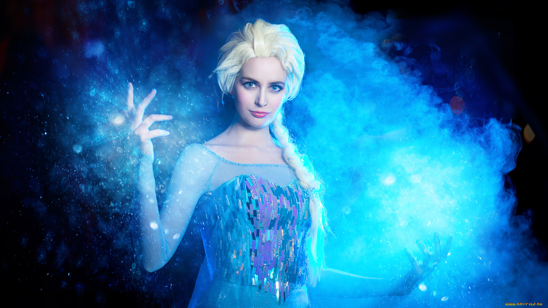 девушки, -, креатив, , косплей, девушка, фон, взгляд, улыбка, дым