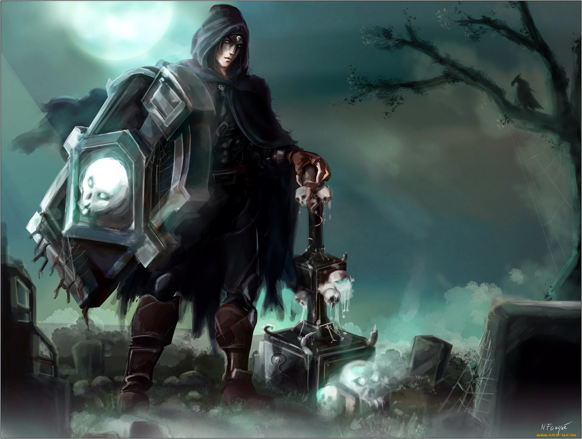 видео, игры, league, of, legends, taric, щит, молот, кладбище