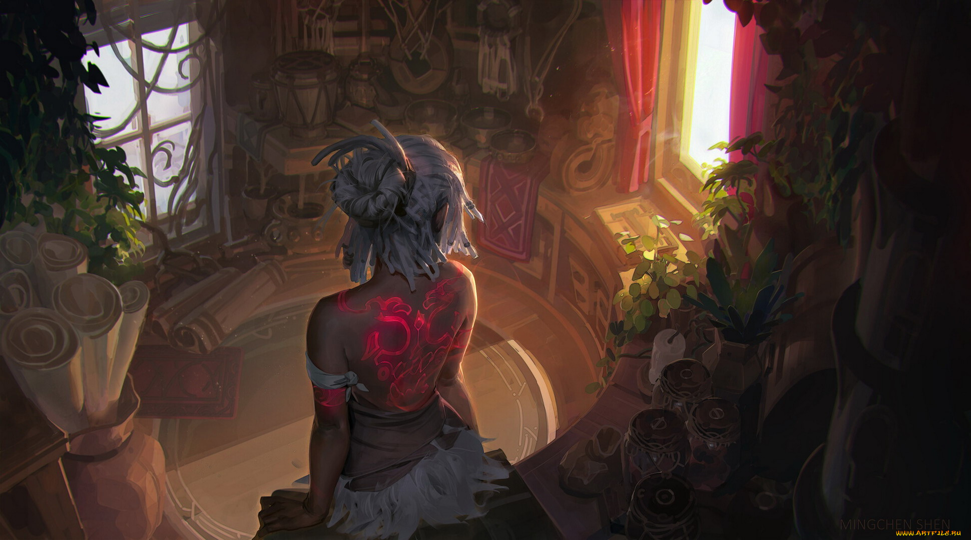 видео, игры, final, fantasy, xiv, , a, realm, reborn, девушка, комната, свитки