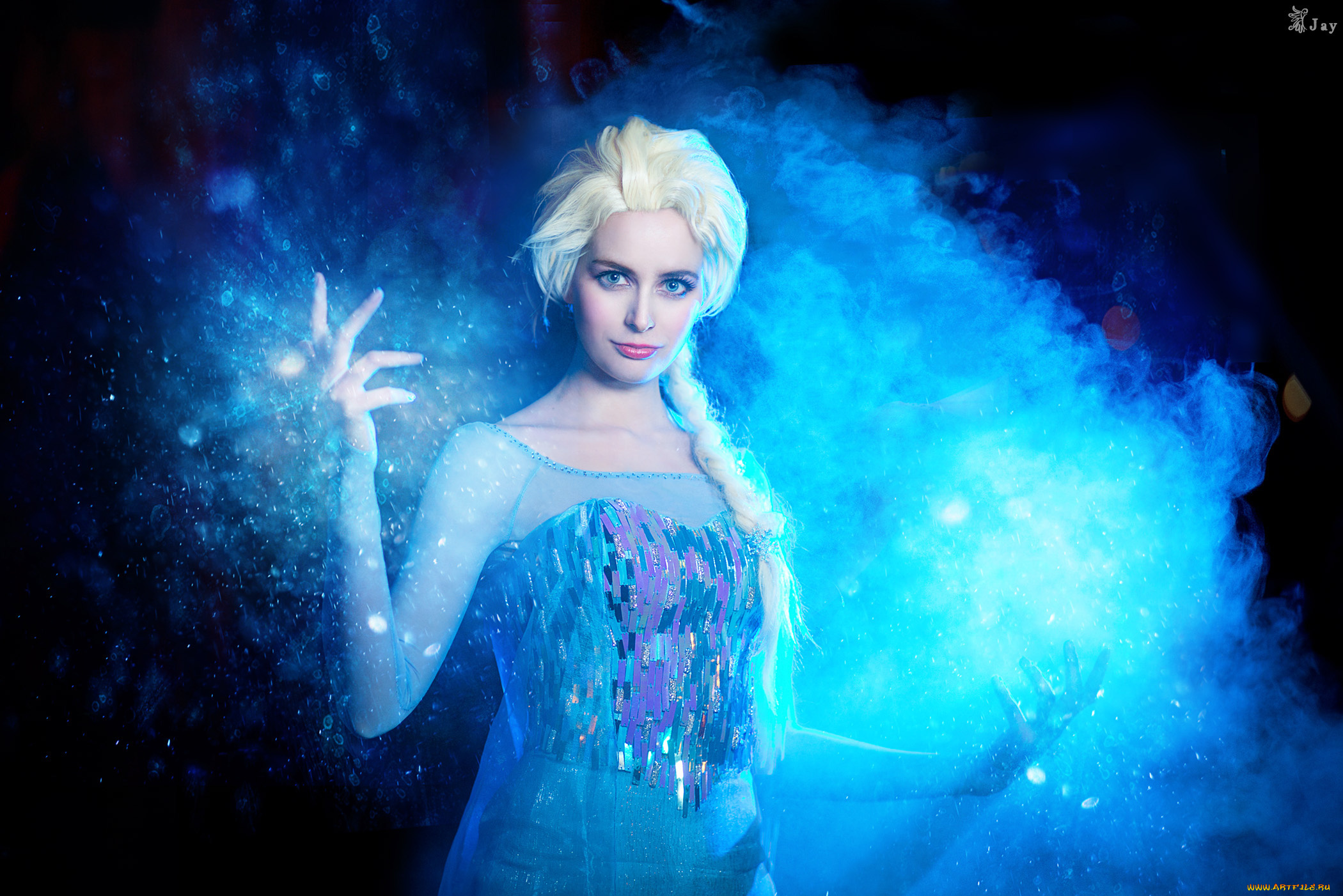 девушки, -, креатив, , косплей, девушка, фон, взгляд, улыбка, дым