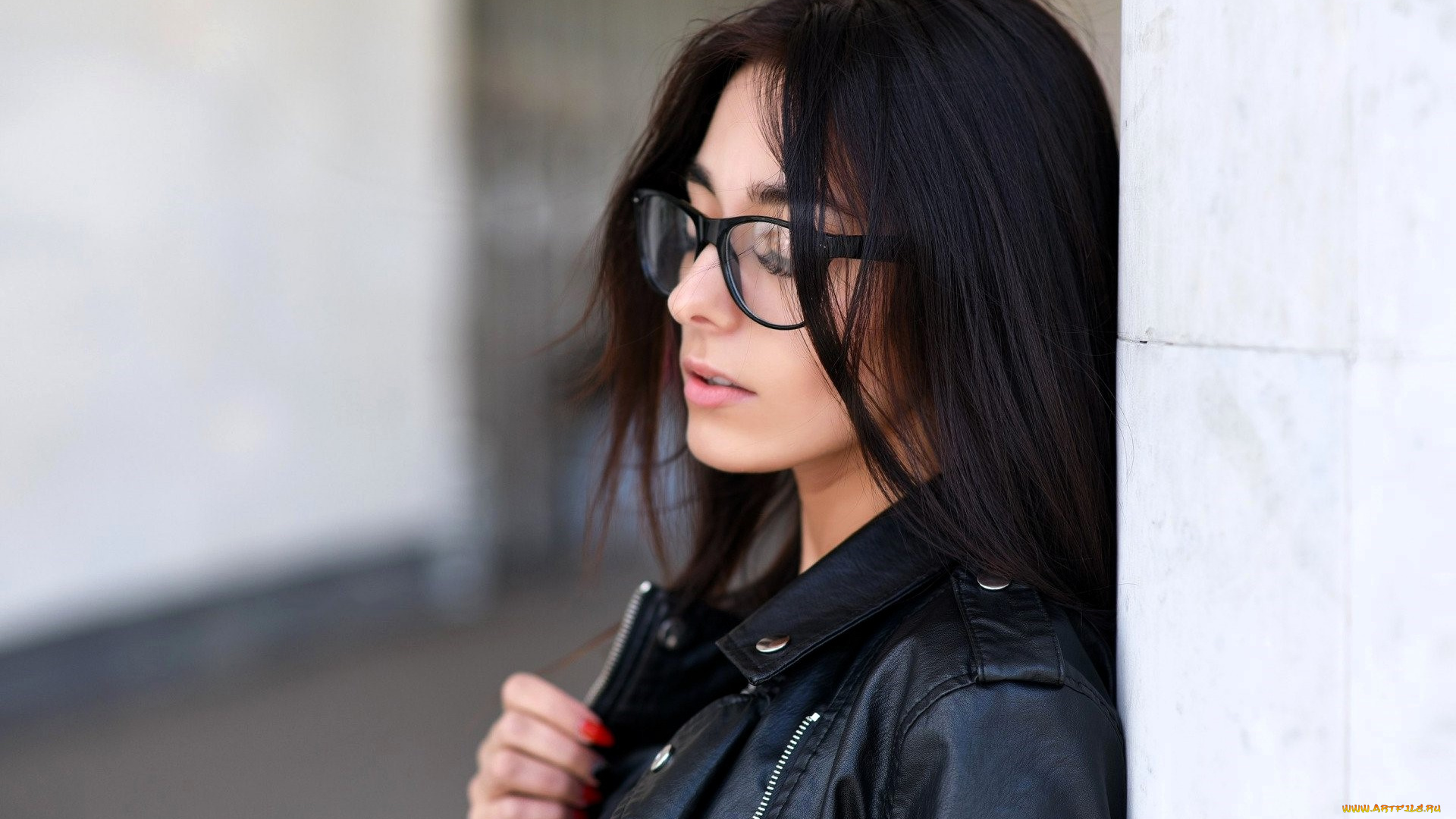 девушки, -, лица, , портреты, брюнетка, лицо, очки, куртка