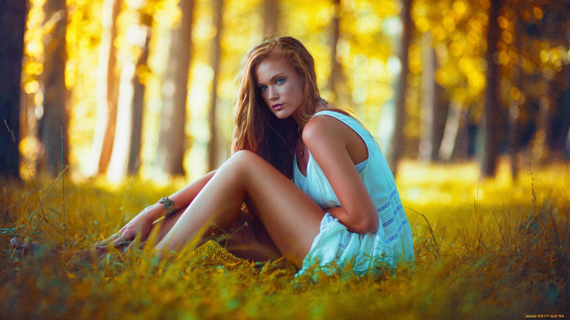 девушки, -, рыжеволосые, и, разноцветные, девушка, позирует