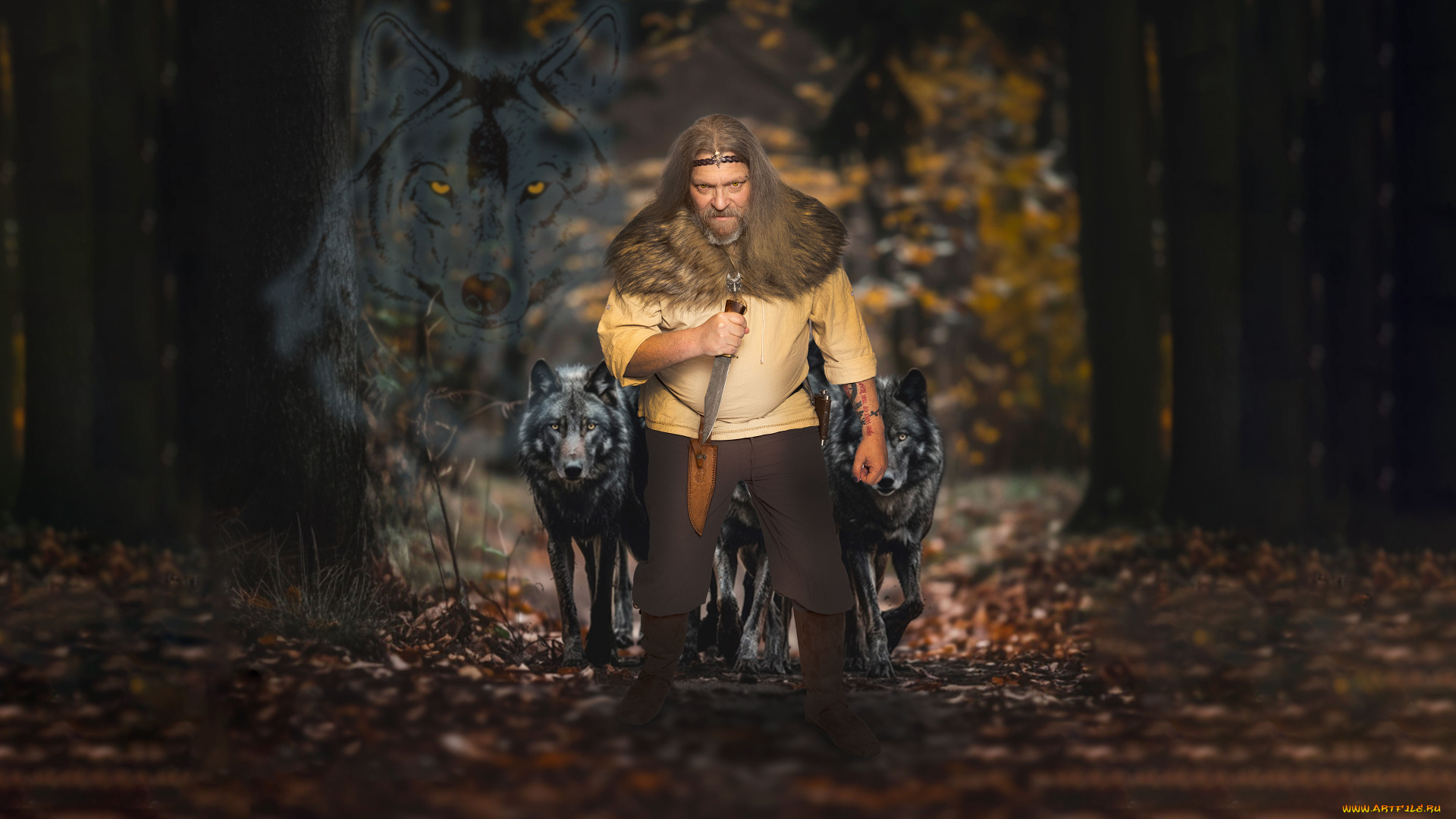 разное, компьютерный, дизайн, мужчина, волки