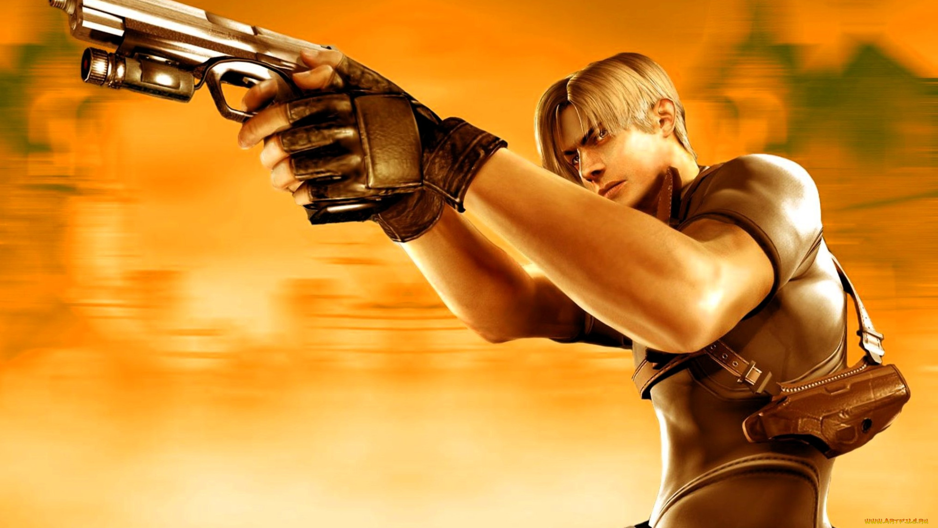 видео, игры, resident, evil, 4, парень, кобура, пистолет, перчатки