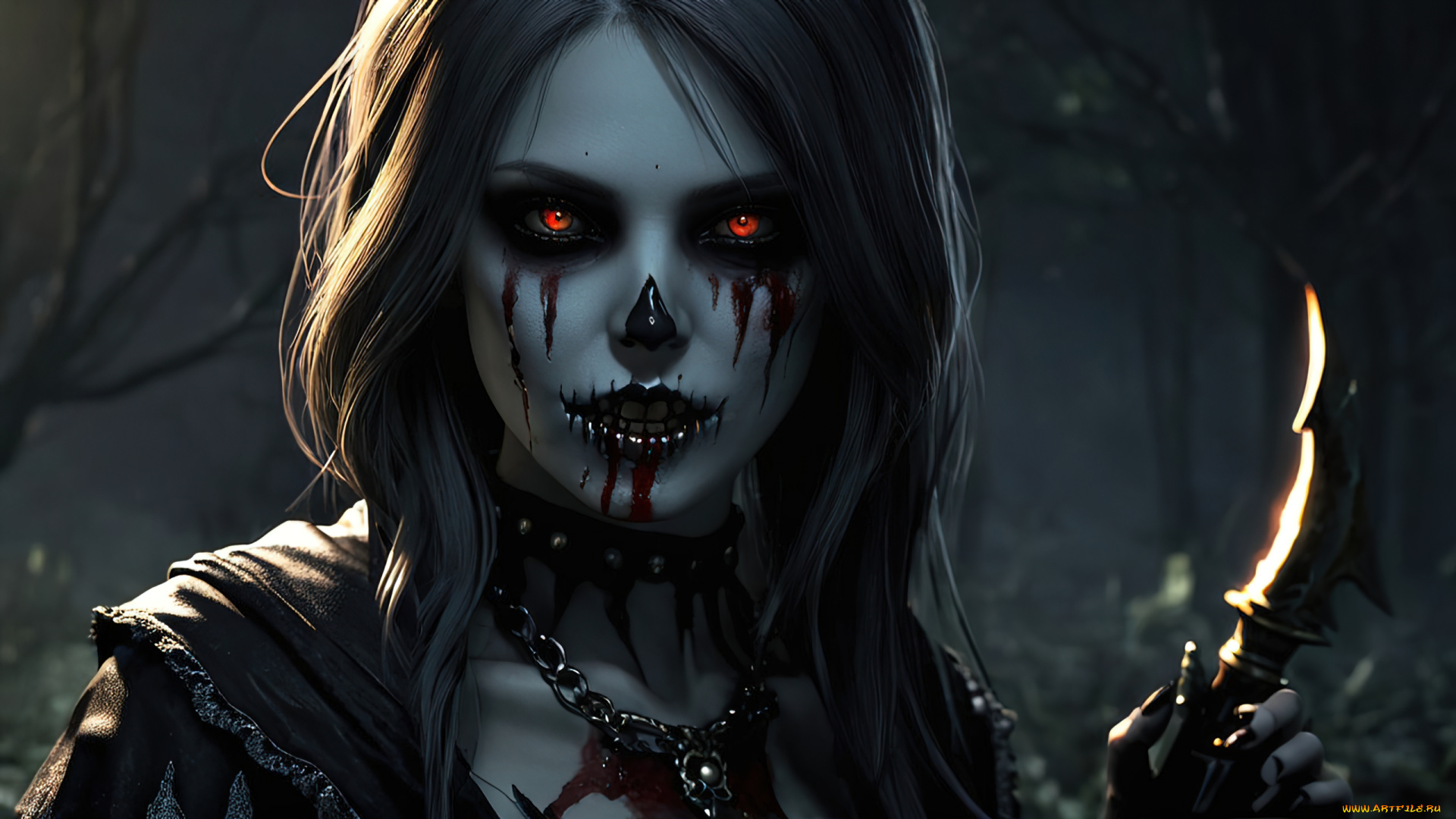 zombie, girl, 01, -, by, biovolkvk, 3д, графика, ужас, , horror, нежить, девушки, ужасы, обои, hd