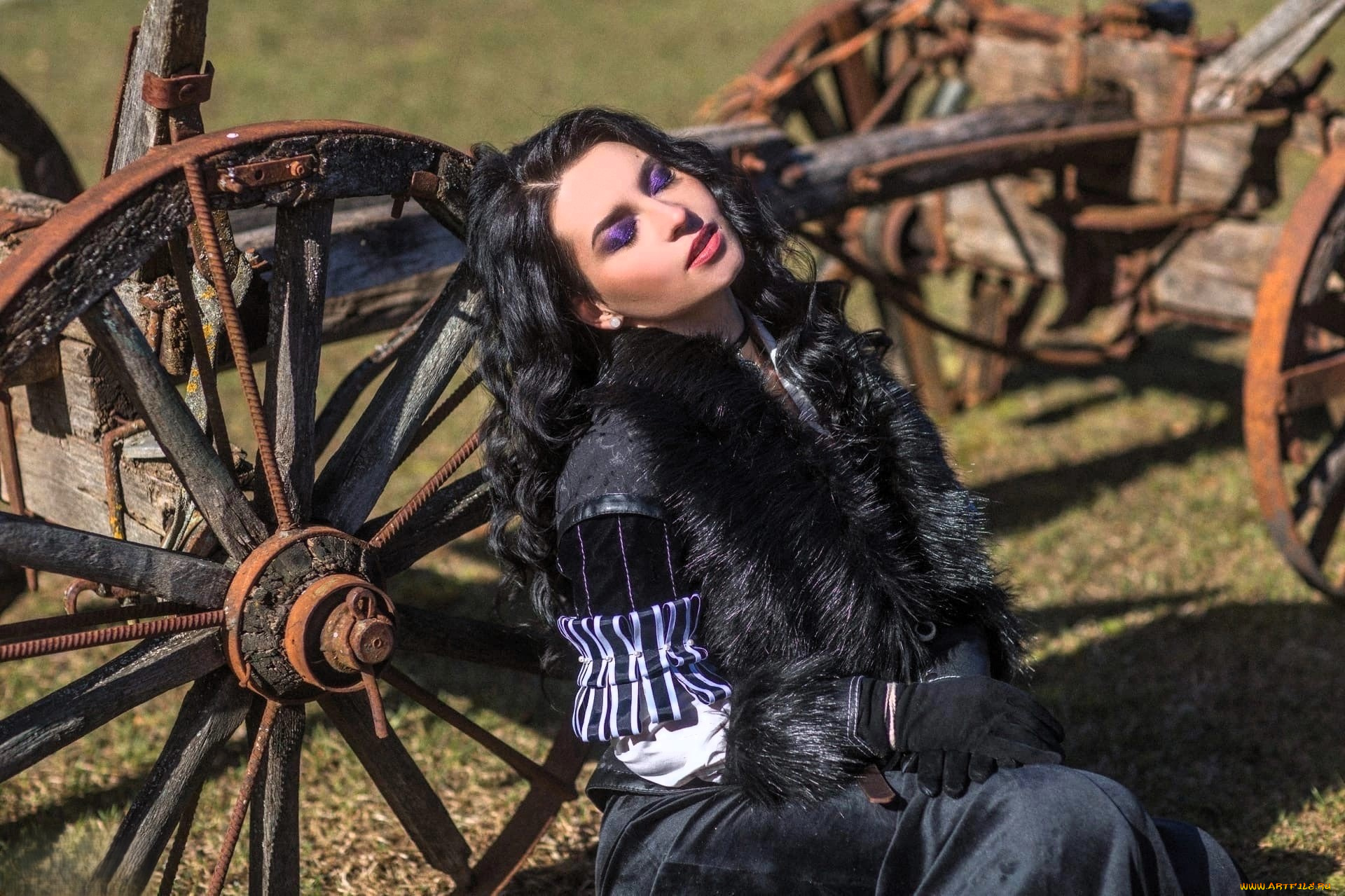 девушки, анна, шаховская, образ, косплей, наряд, мех, перчатки, телега