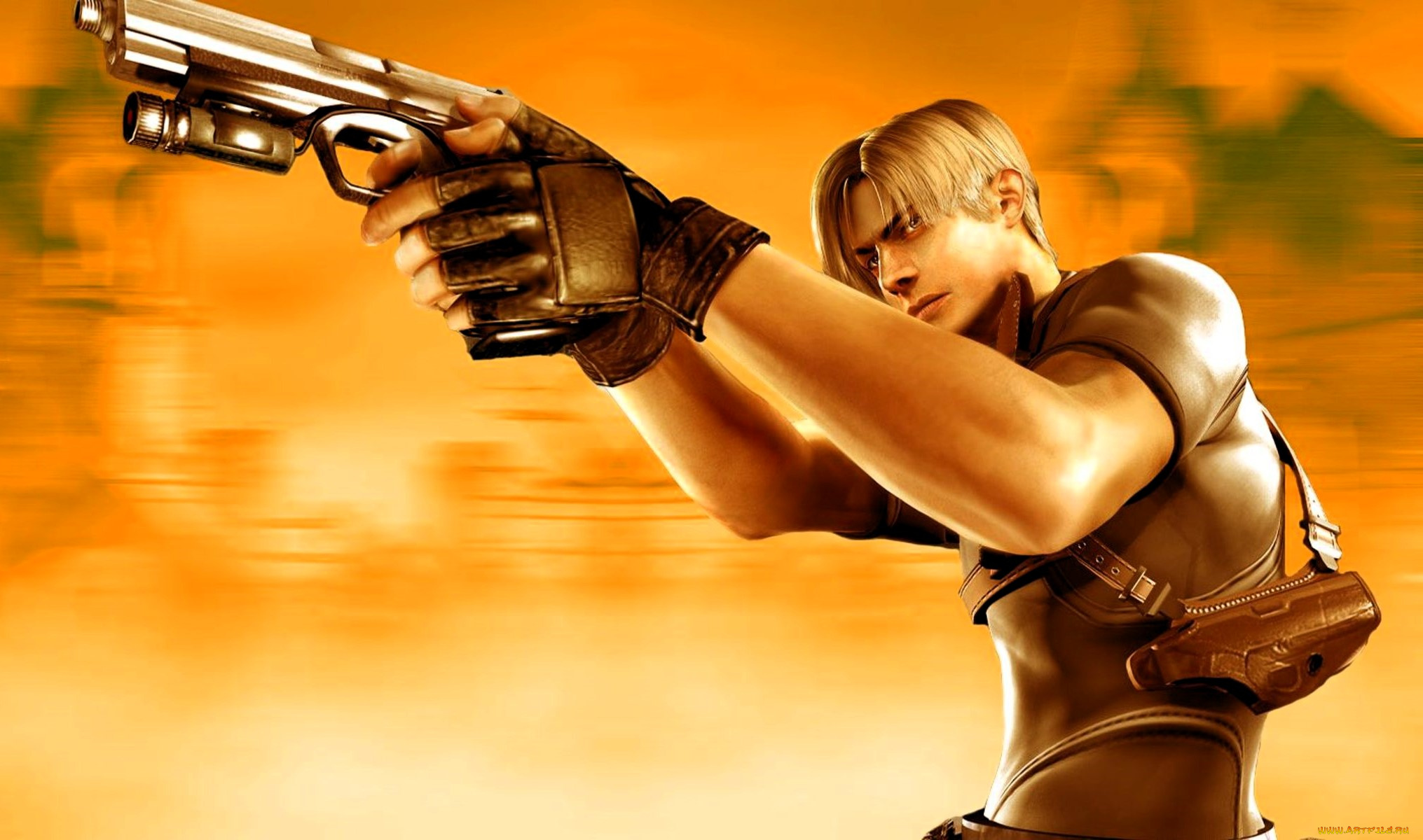 видео, игры, resident, evil, 4, парень, кобура, пистолет, перчатки