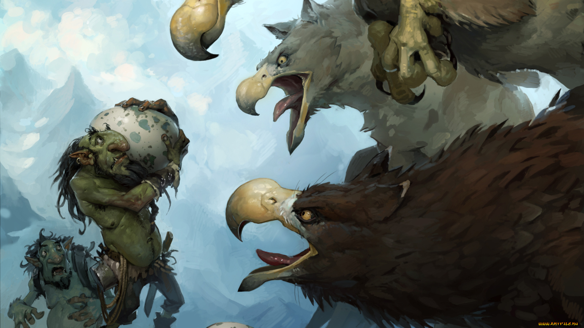 austin, фэнтези, существа, ld, орки, яйца, птицы