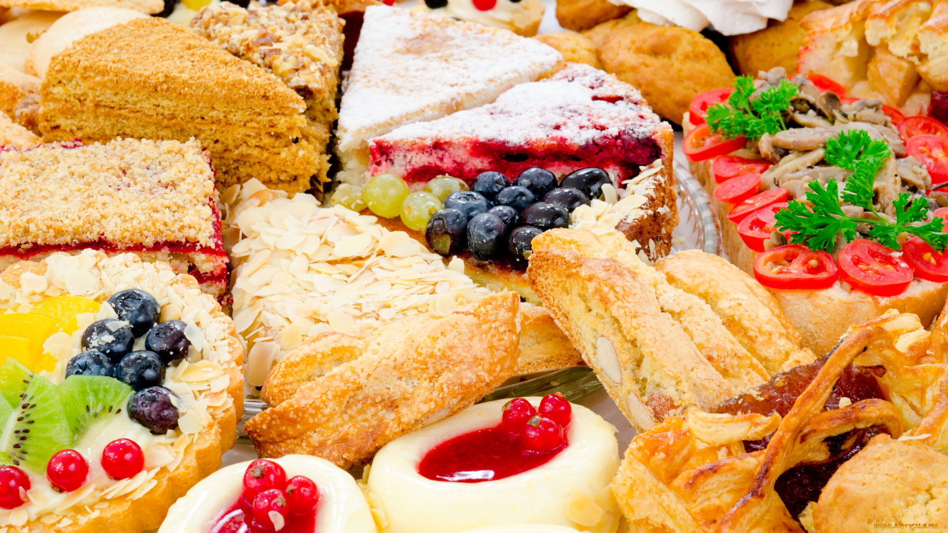 еда, пирожные, кексы, печенье, изобилие, кондитерия, пироги, торты, тарталетка, ягоды