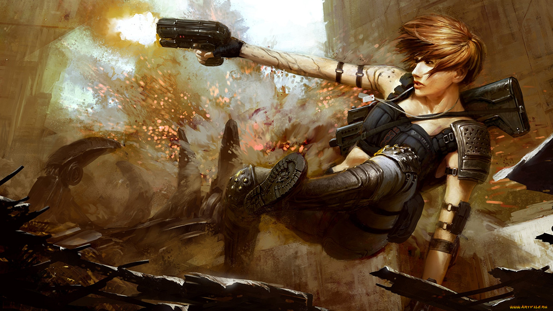 фэнтези, девушки, пистолет