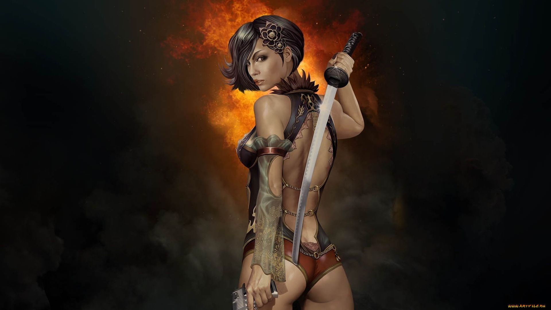 gunblade, saga, видео, игры, девушка, меч