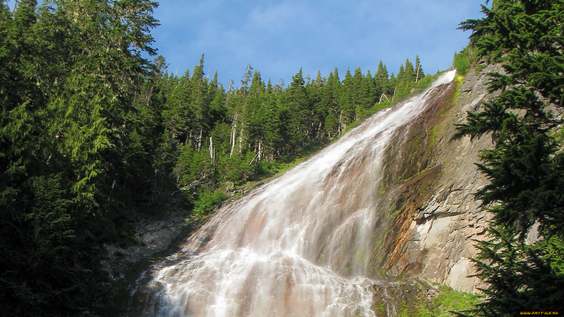 природа, водопады, spray, mount, rainier, national, park, washington, usa
