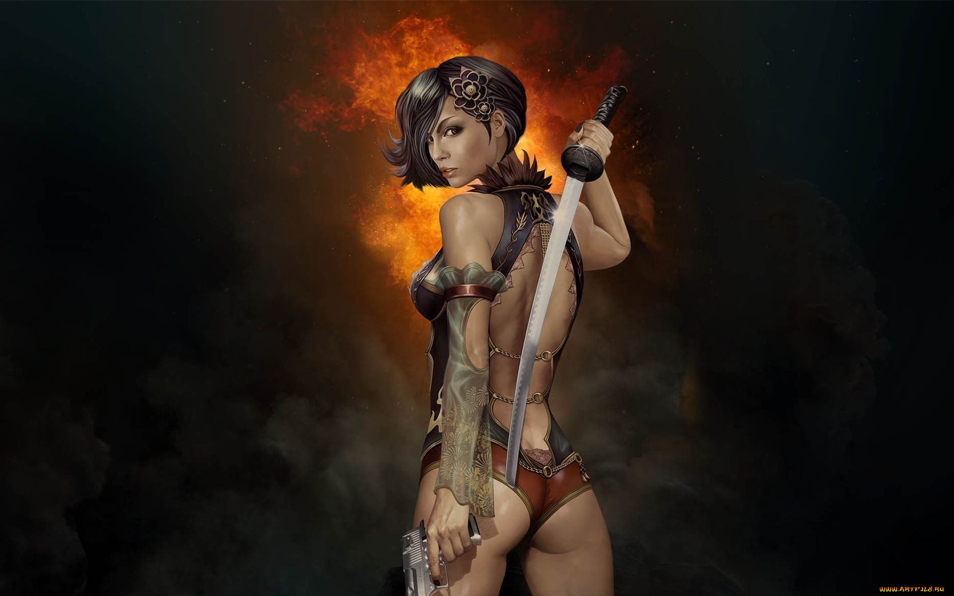 gunblade, saga, видео, игры, девушка, меч