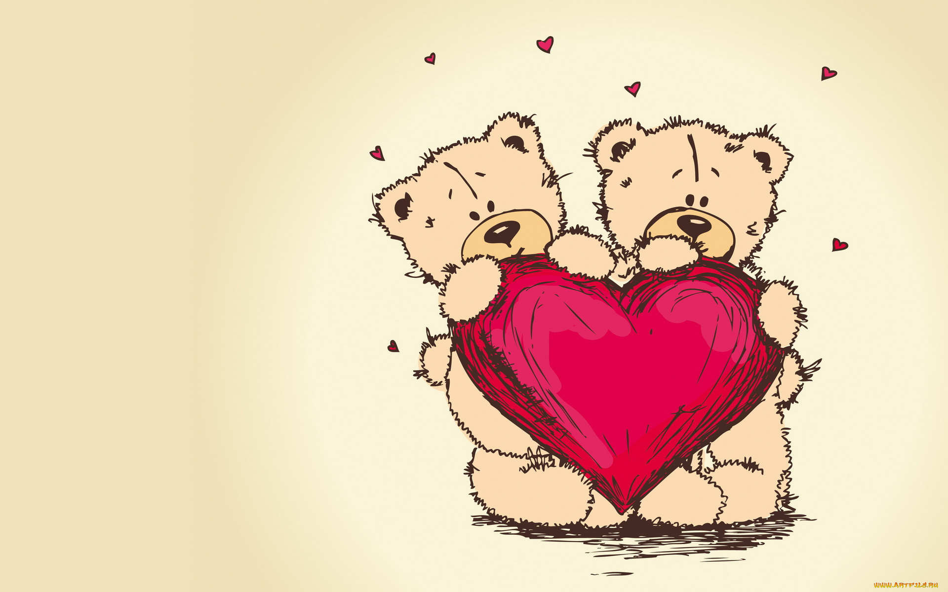 праздничные, день, св, валентина, сердечки, любовь, медвежонок, сердечко