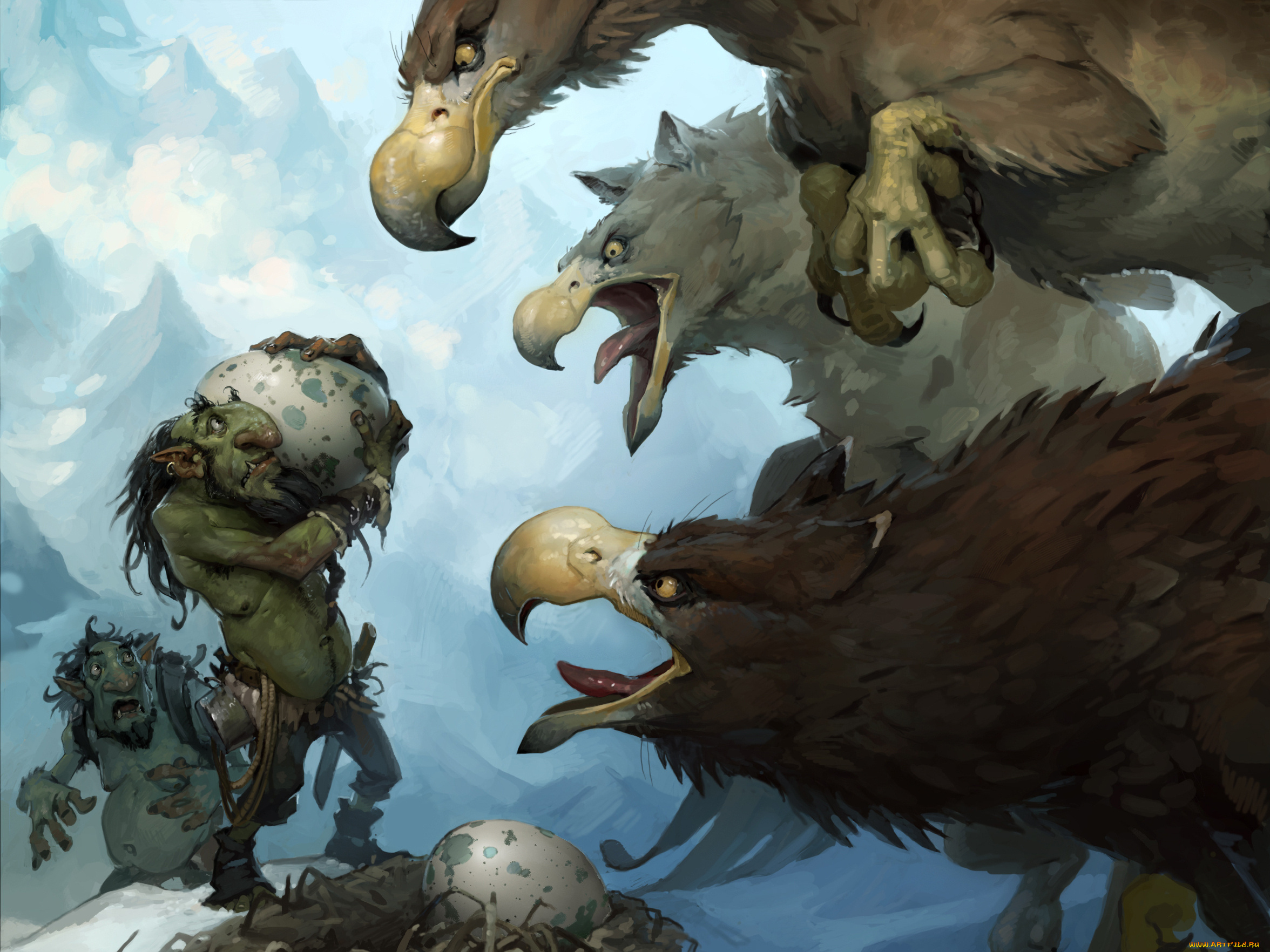 austin, фэнтези, существа, ld, орки, яйца, птицы