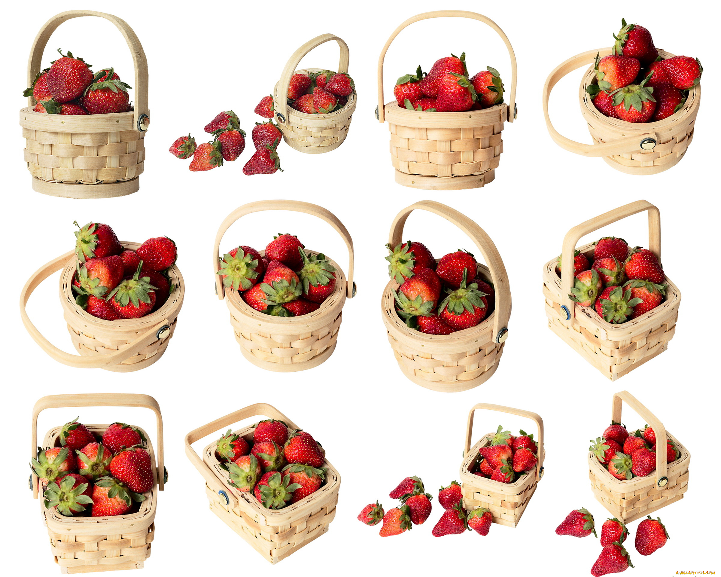 еда, клубника, земляника, корзинки