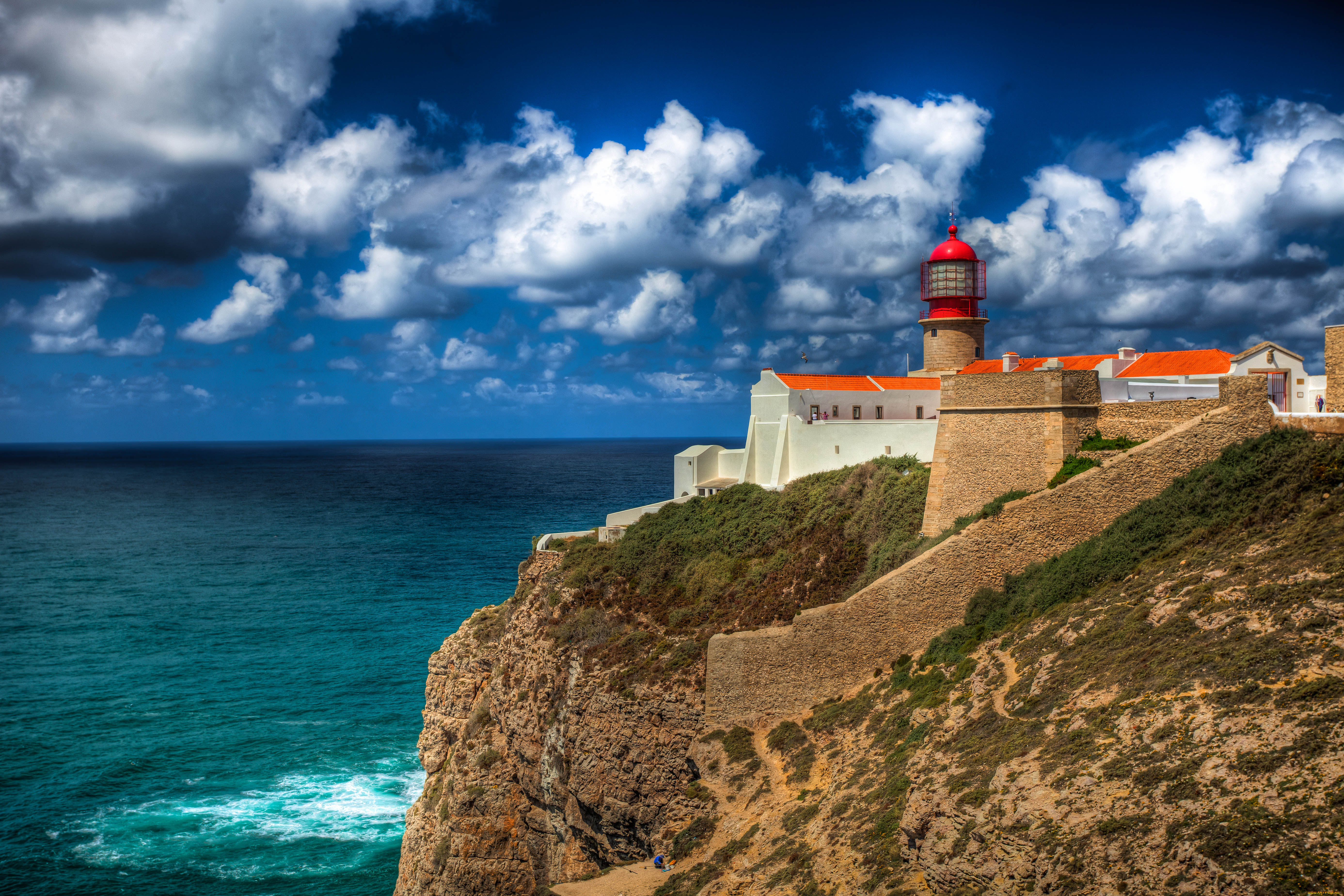 cabo, de, sao, vicente, faro, portugal, природа, маяки, португалия, море, побережье