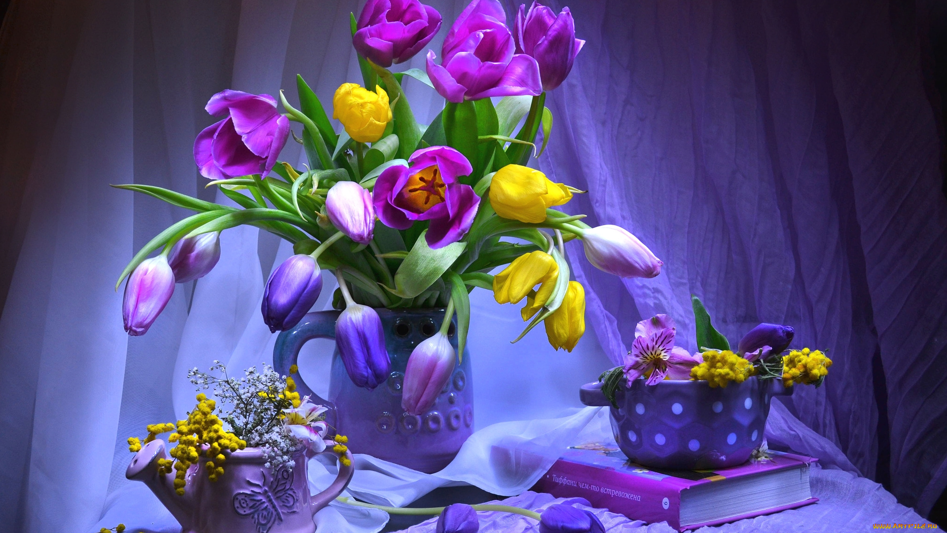 цветы, разные, вместе, натюрморт