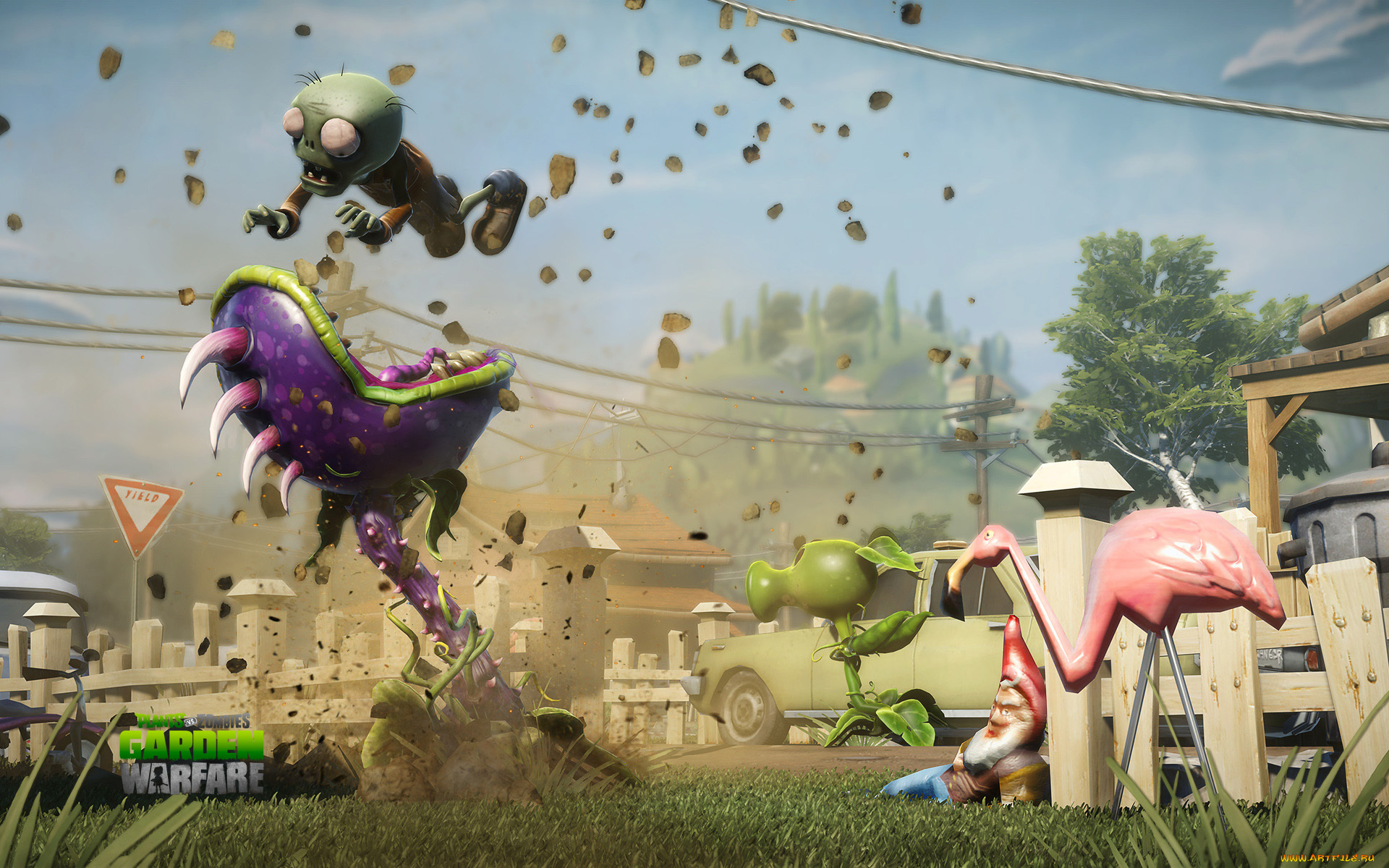 видео, игры, plants, vs, , zombies, , garden, warfare, зомби, растение, фламинго