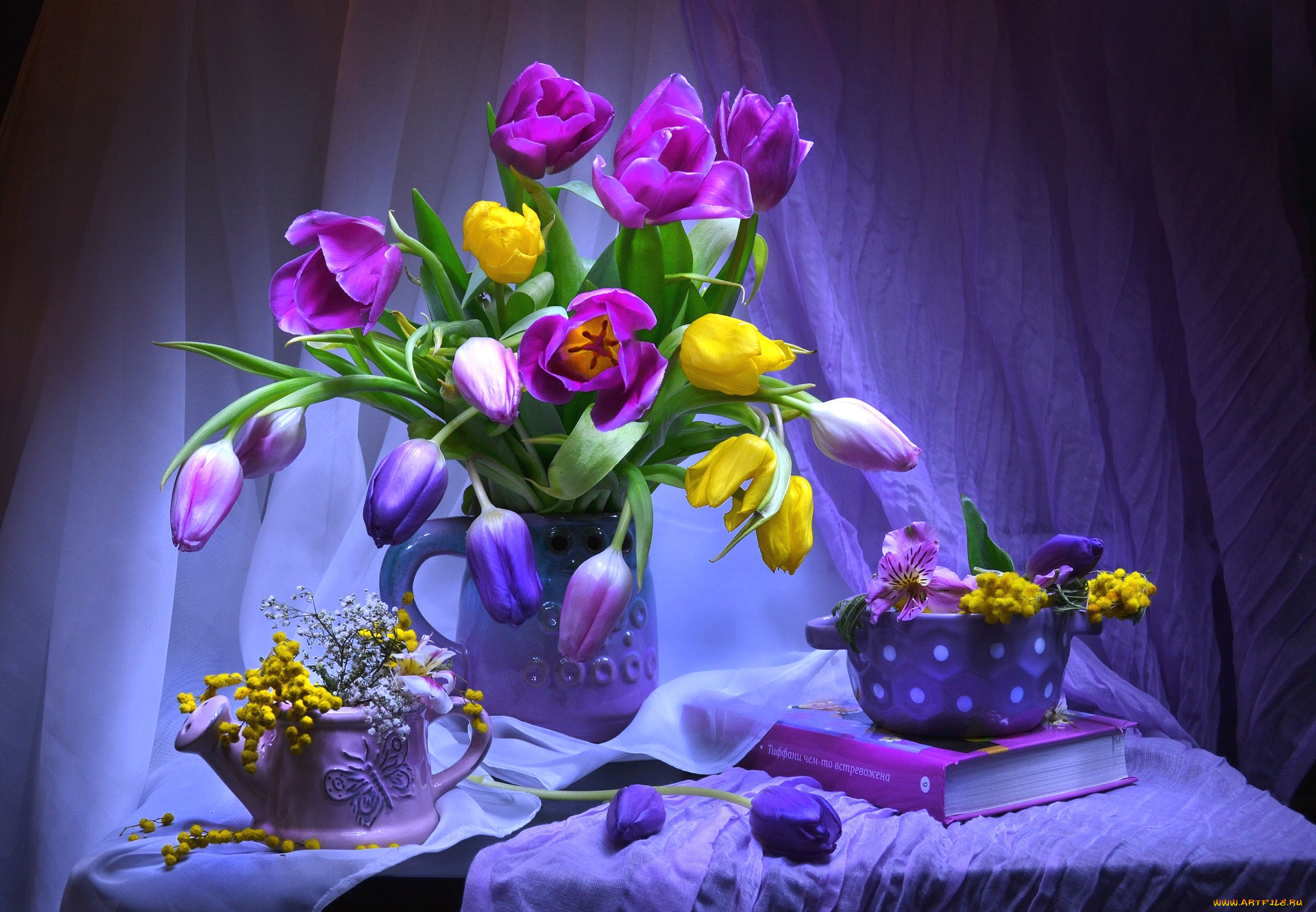 цветы, разные, вместе, натюрморт