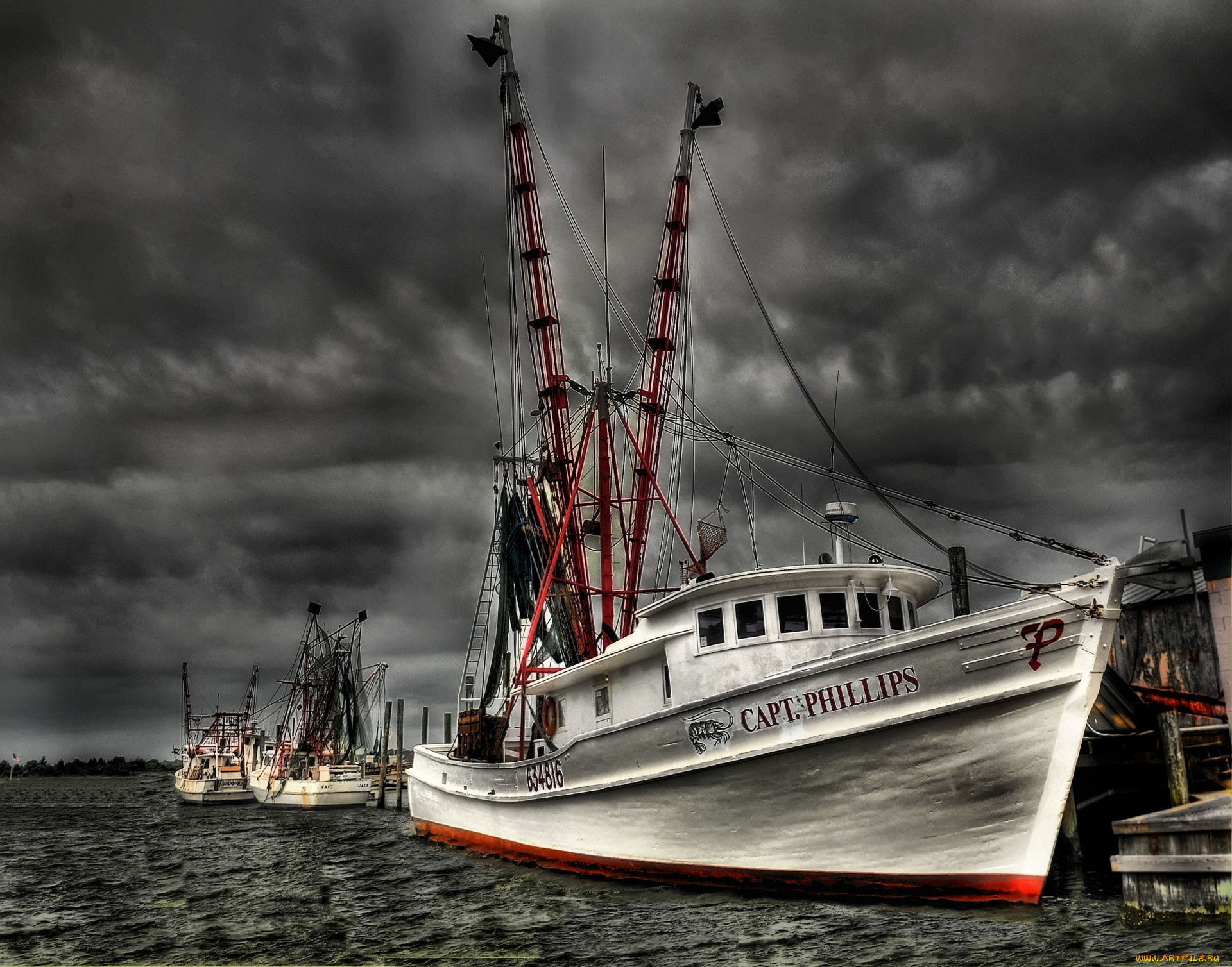 корабли, другое, причал, рыболовы